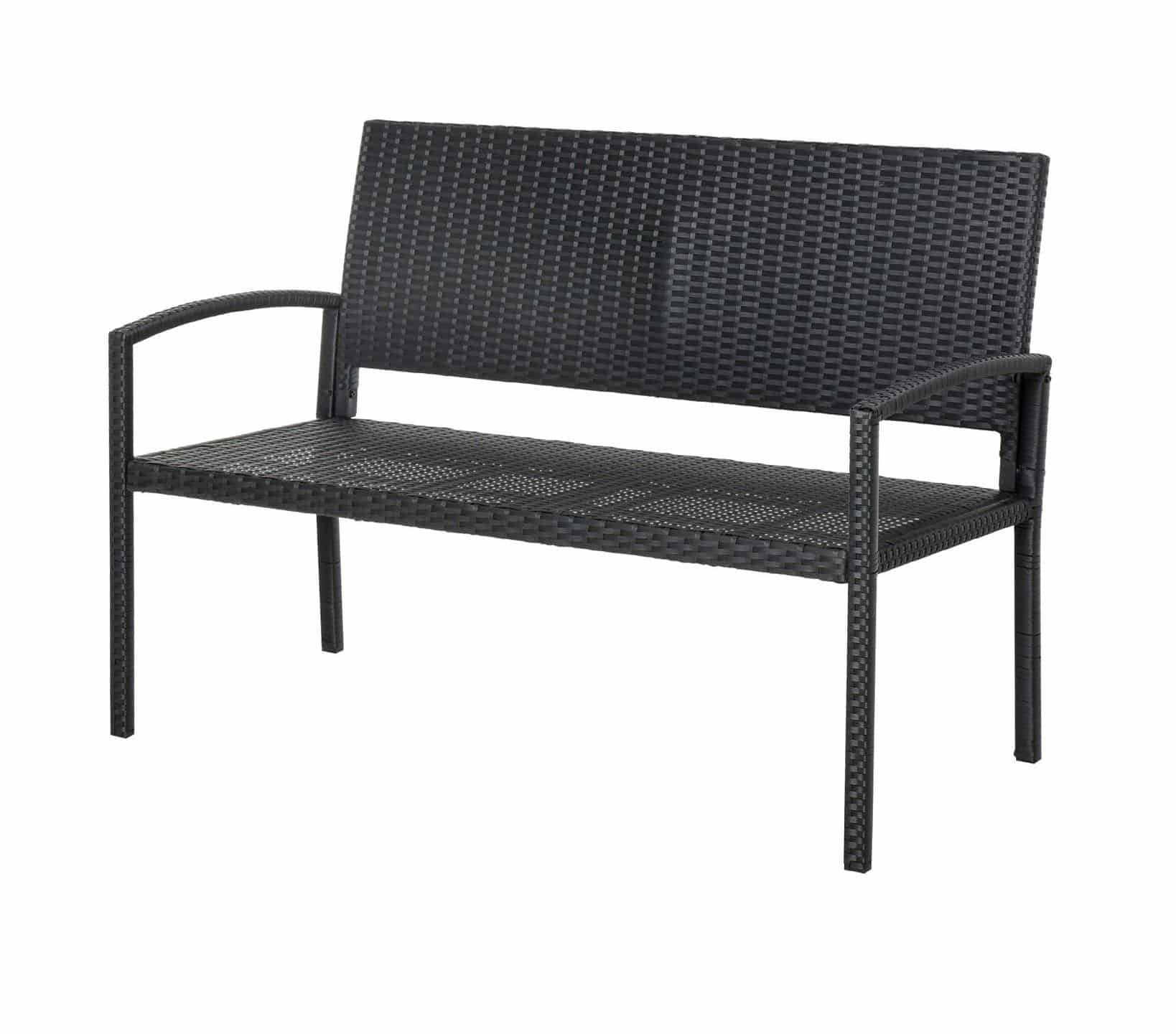 4goodz 2-Zits Tuinbank Polyrotan met Metalen frame - Zwart