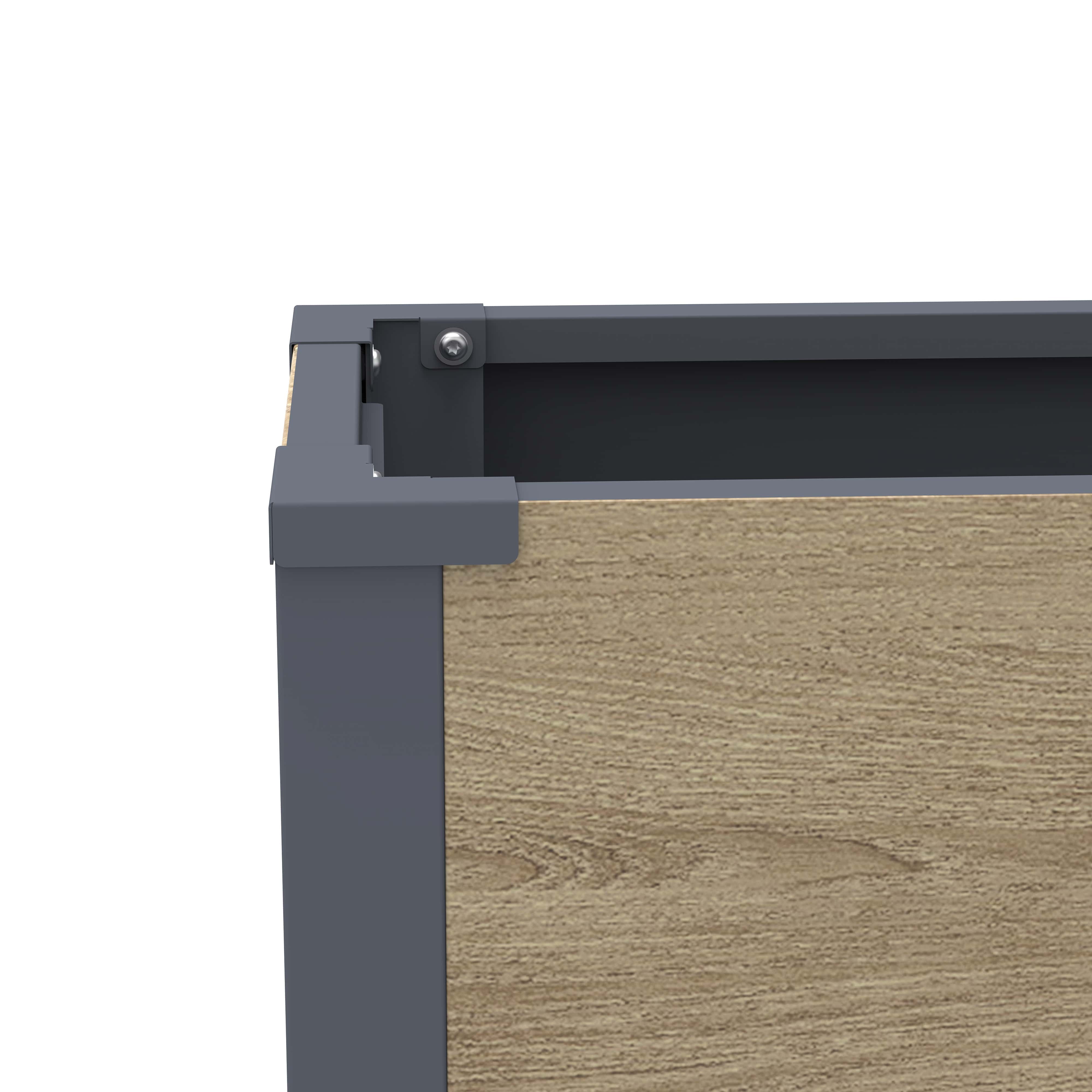 Westmann Talus L - Metalen Plantenbak met bodem 100x25x52 cm - Houtlook