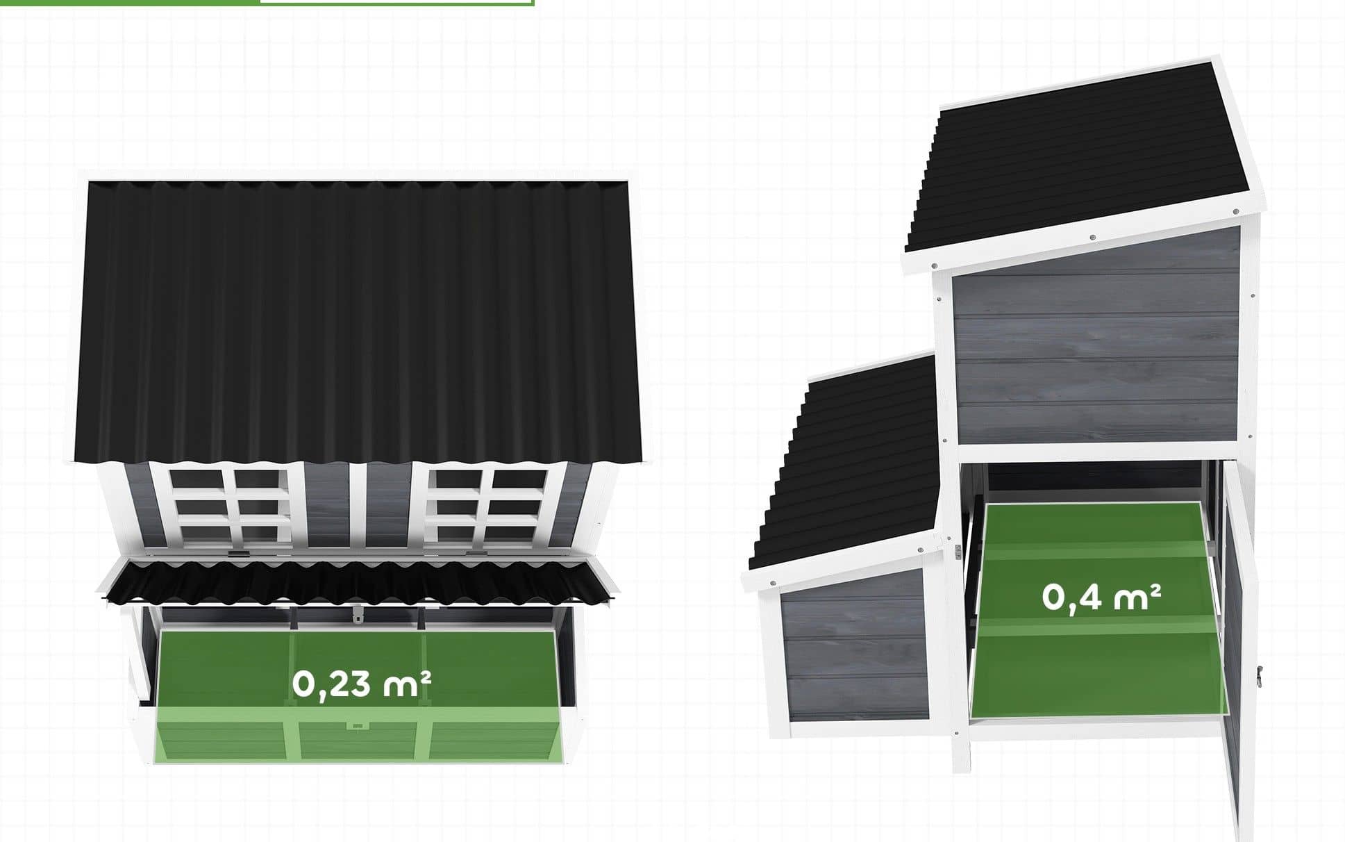 Kippen Legnest voor 4-6 Kippen - Waterdicht Dak - 100x86x100cm - grijs