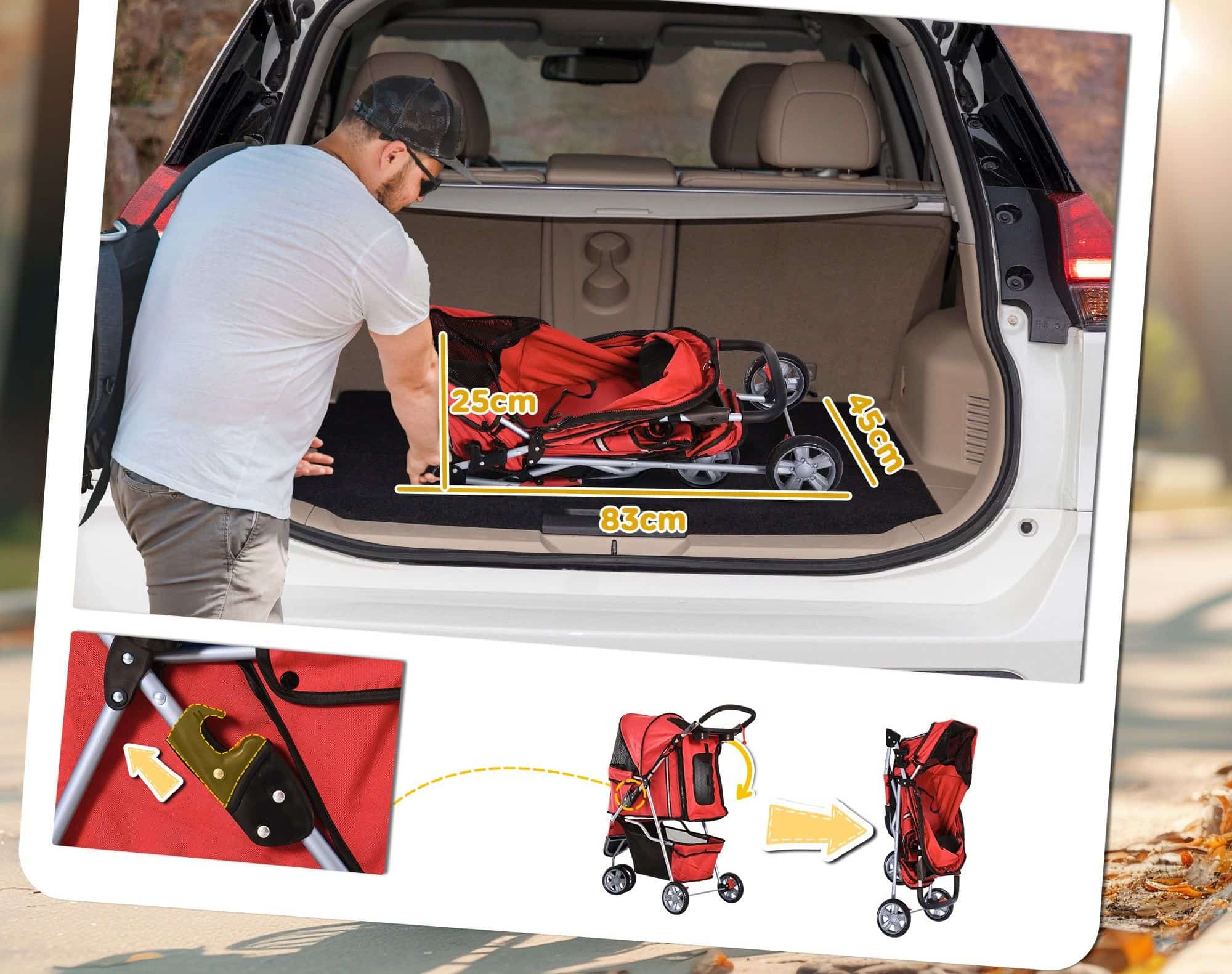 4goodz Luxe Hondenkar Hondenbuggy met Verstelbare Stuurhoogte - Rood 4goodz Luxe Hondenkar Hondenbuggy met Verstelbare Stuurhoogte - Rood