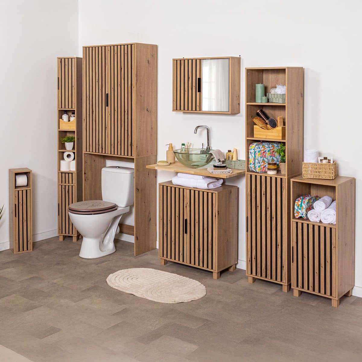 4bathroomz Parma Badkamerkast Hoog - Kolomkast in Paneel design - Bruin/Zwart 4bathroomz Parma Badkamerkast Hoog - Kolomkast in Paneel design - Bruin/Zwart