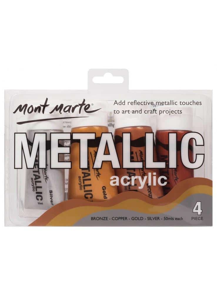 Mont Marte® Acrylverf Metallic - 4 tubes a 40 ml - Metallicverf