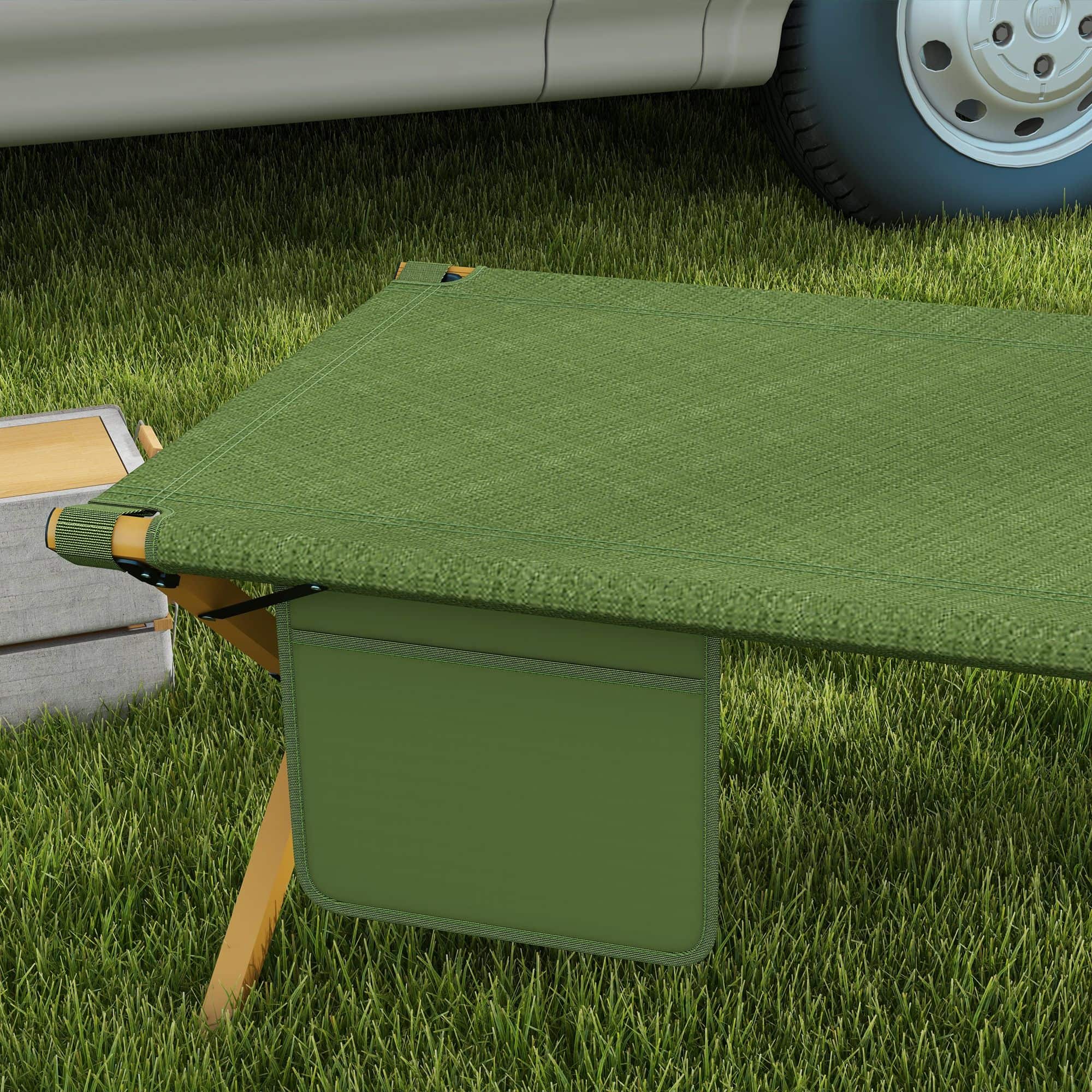 Stretcher Opvouwbaar - Ligbed met verstelbare rugleuning - 196x64x45 cm - Groen