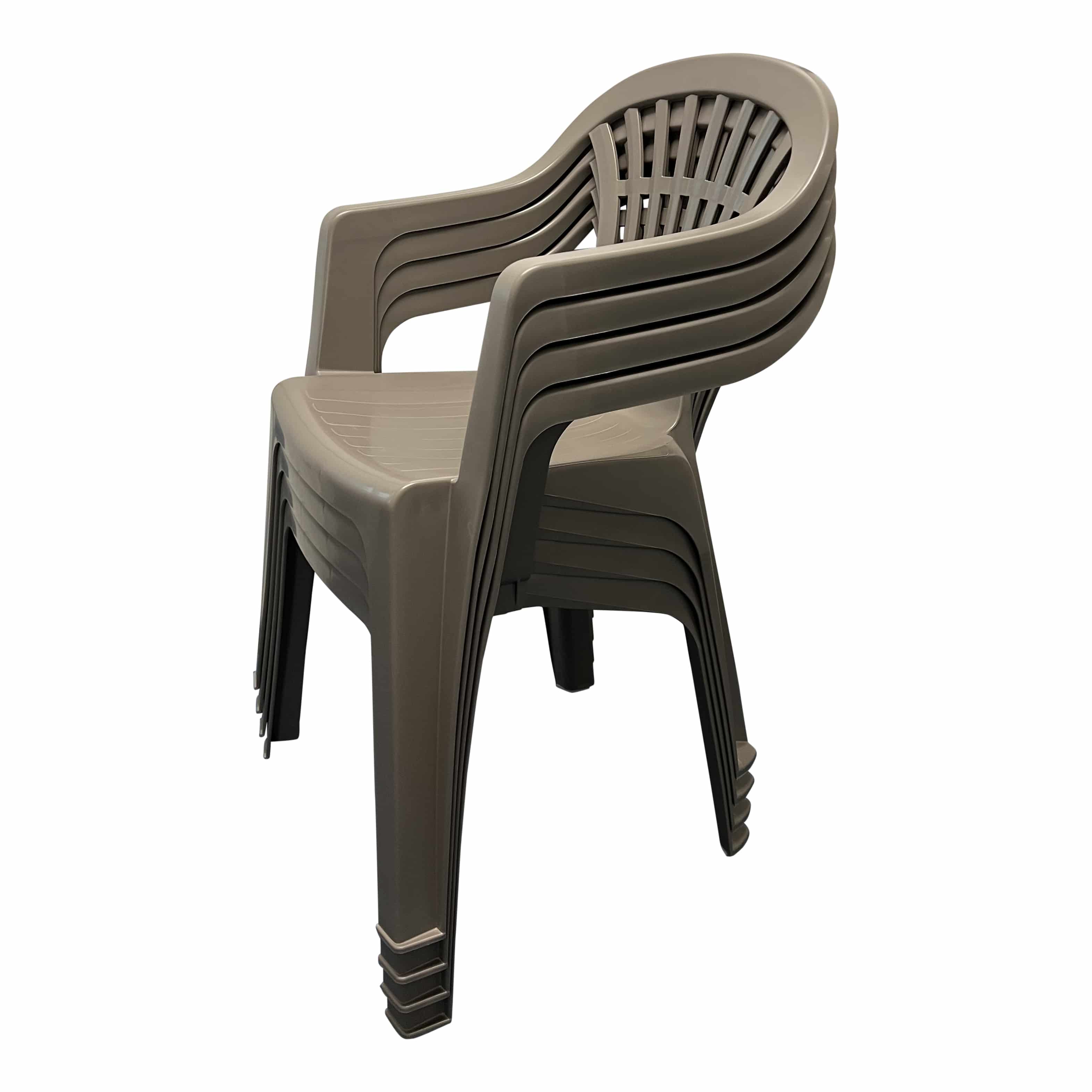 4goodz Siena 4x Taupe Stapelbare Tuinstoelen - Plaatsbesparend