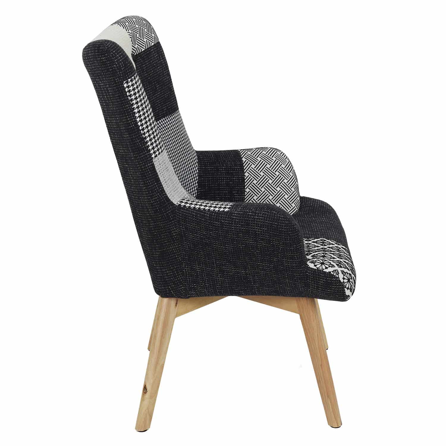 Patchwork Fauteuil met Armleuning Helsinki - Comfortabel - Zwart