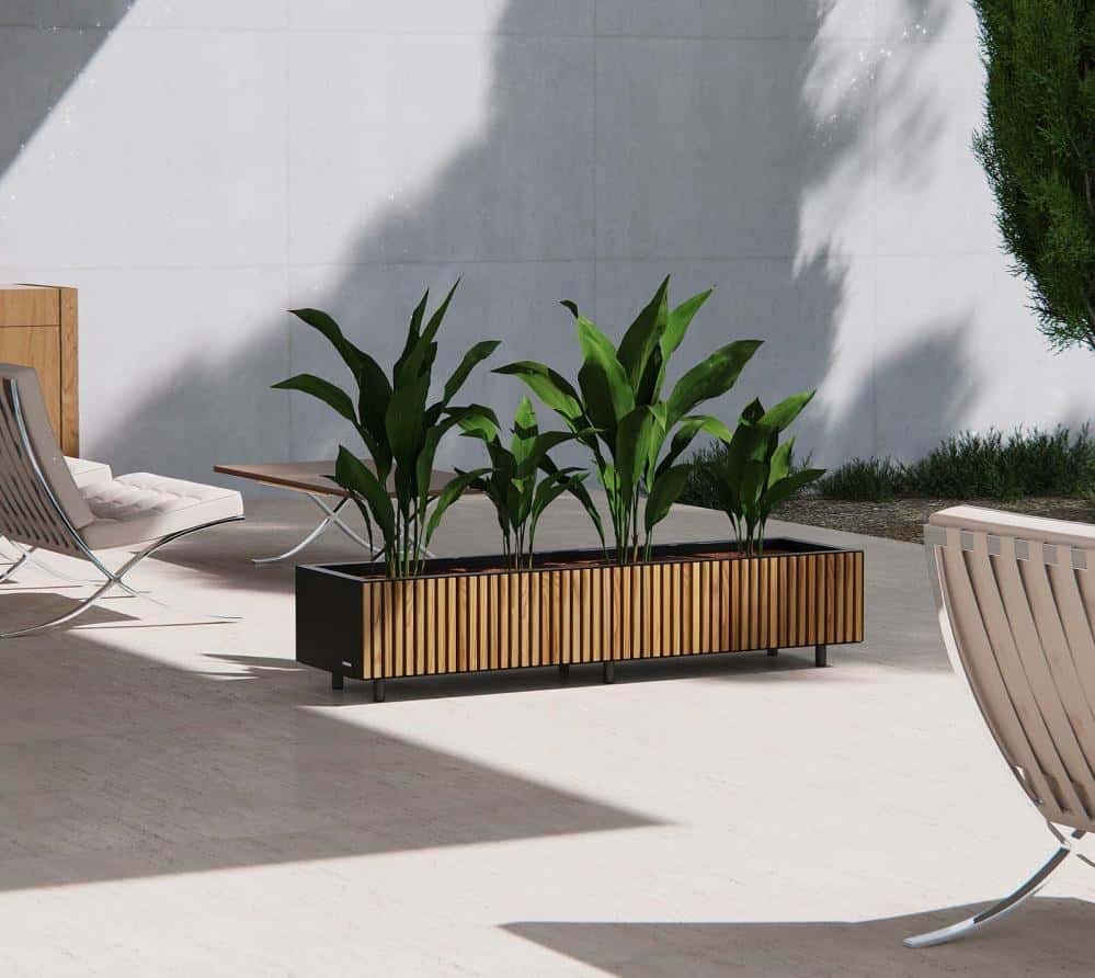 Herstera Garden XIC L - Metalen Plantenbak 150x40x25 cm - Hout