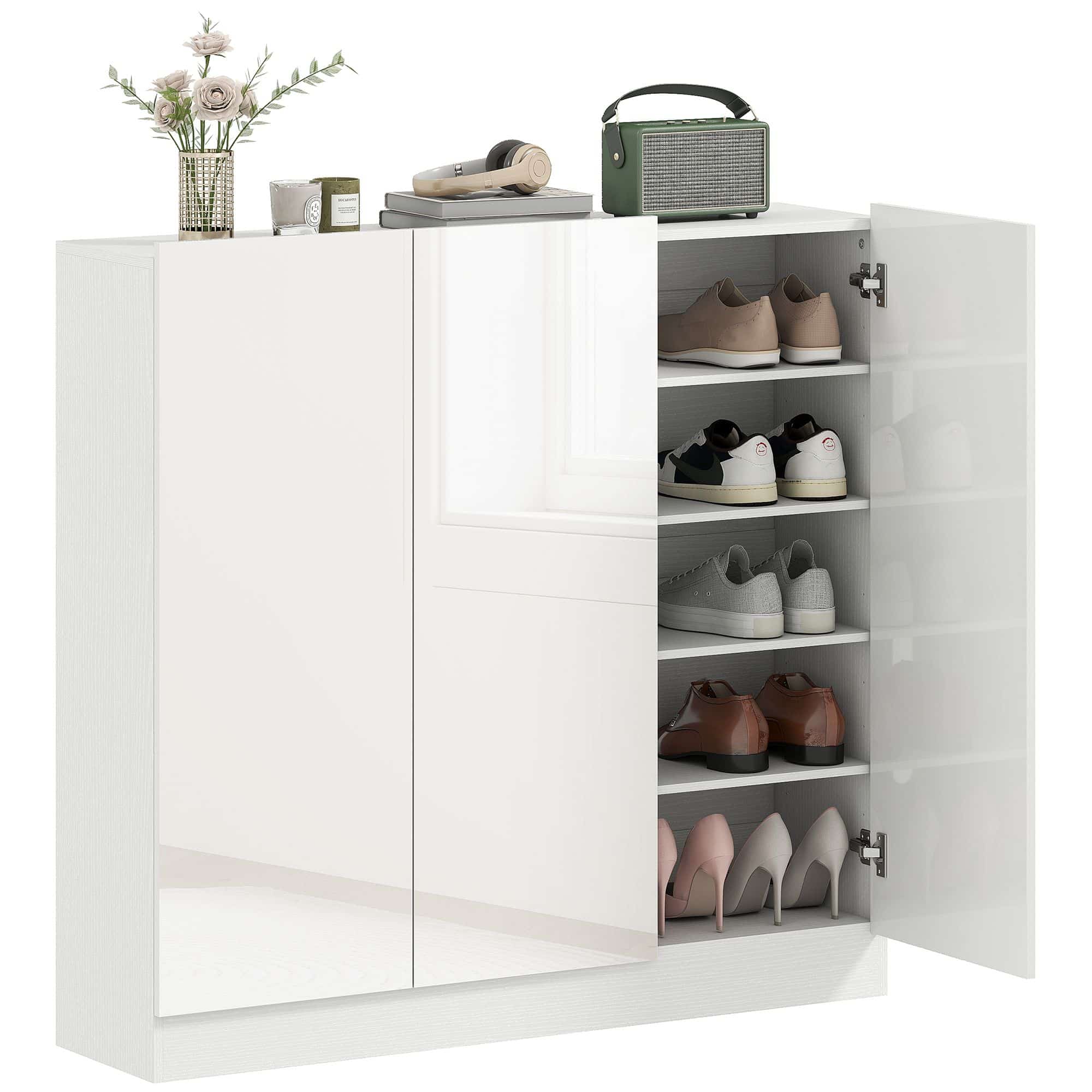 Homcom Schoenenkast 20-30 paar schoenen - Hoogglans Wit