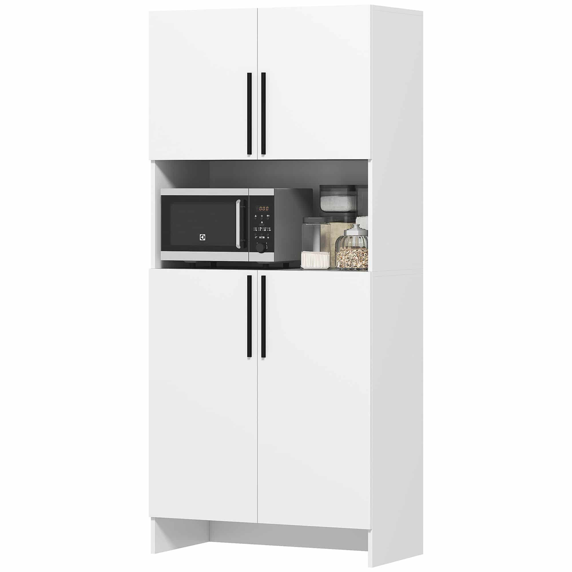 Moderne Keukenkast Voorraadkast Hoog 2 deurs 40x79x175 cm - Wit