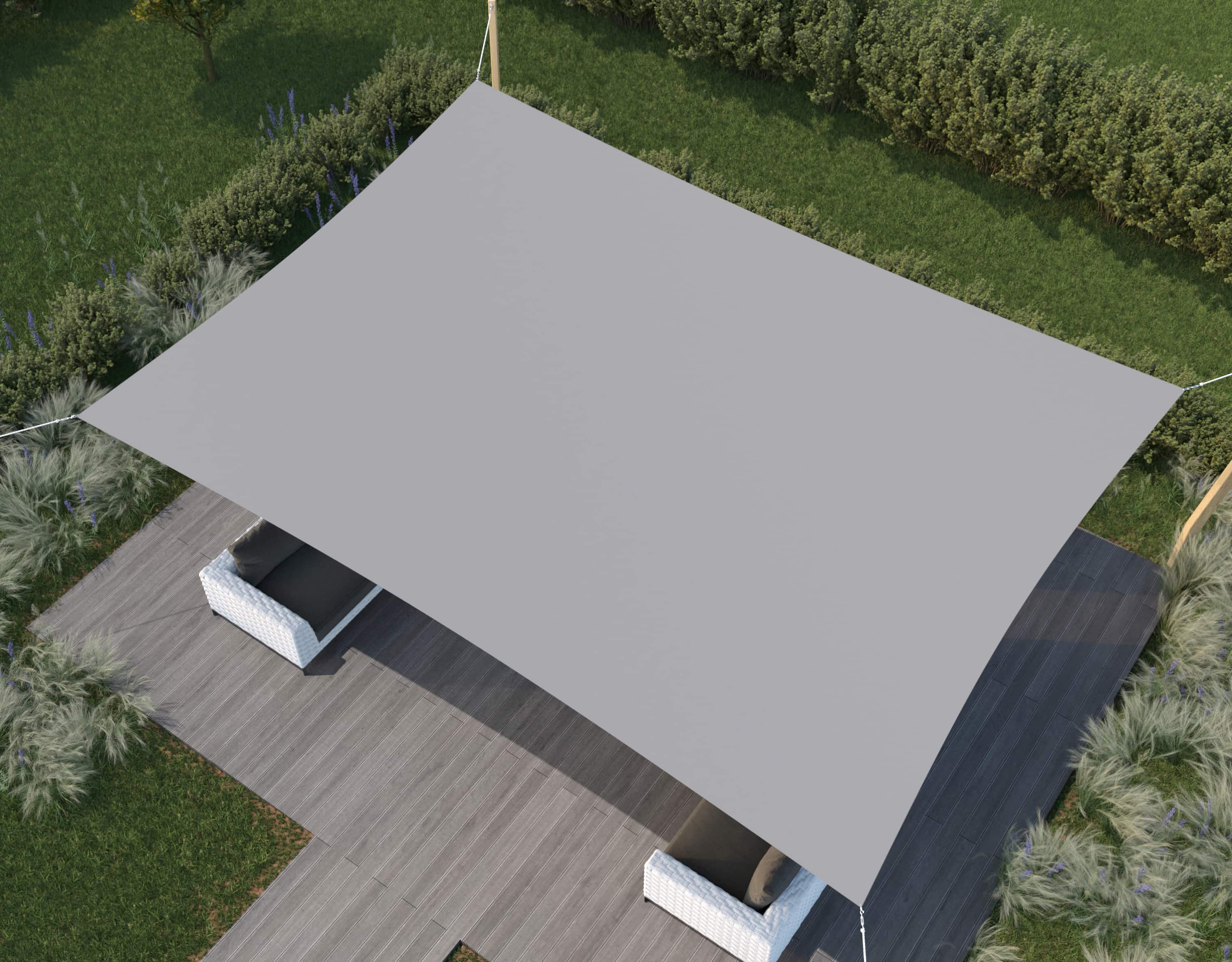 hanSe® Schaduwdoek Rechthoek Waterdoorlatend 6x8 m Zonnedoek Grijs