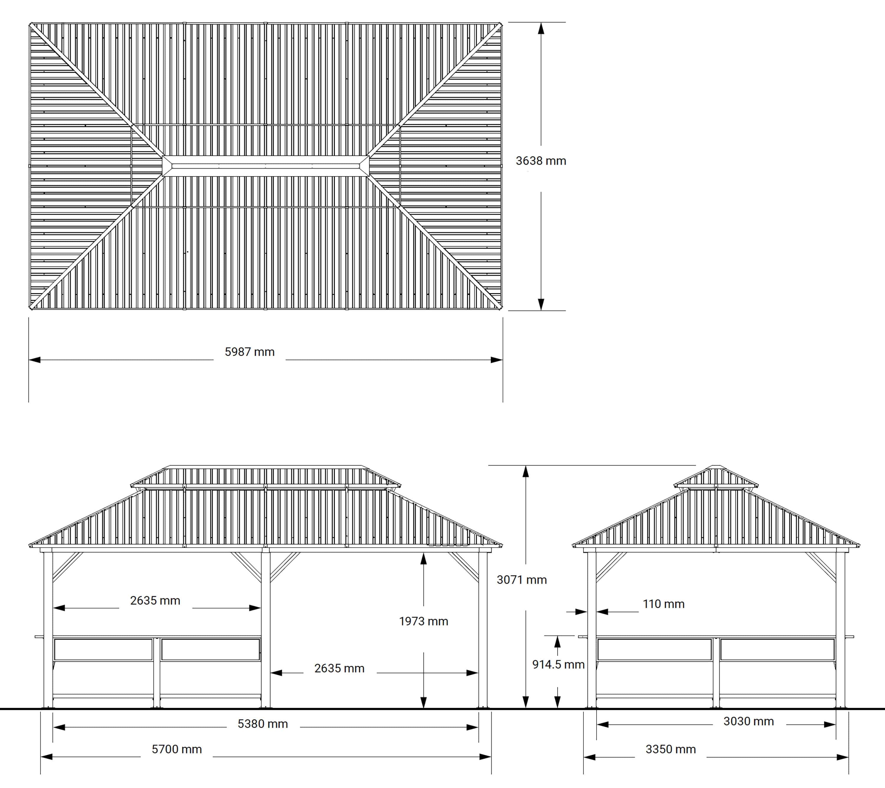 Sojag Bondi 1220 Metalen Paviljoen met Vast dak - 3,5 x 6 m - Zwart Sojag Bondi 1220 Metalen Paviljoen met Vast dak - 3,5 x 6 m - Zwart