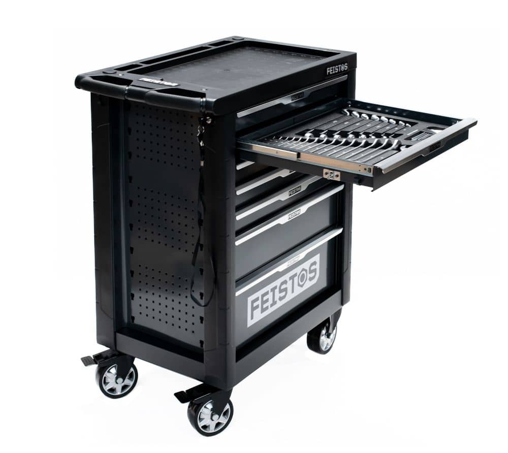 Feistos Mento1 Werkplaatswagen uitgerust met 158 ​​onderdelen - Zwart