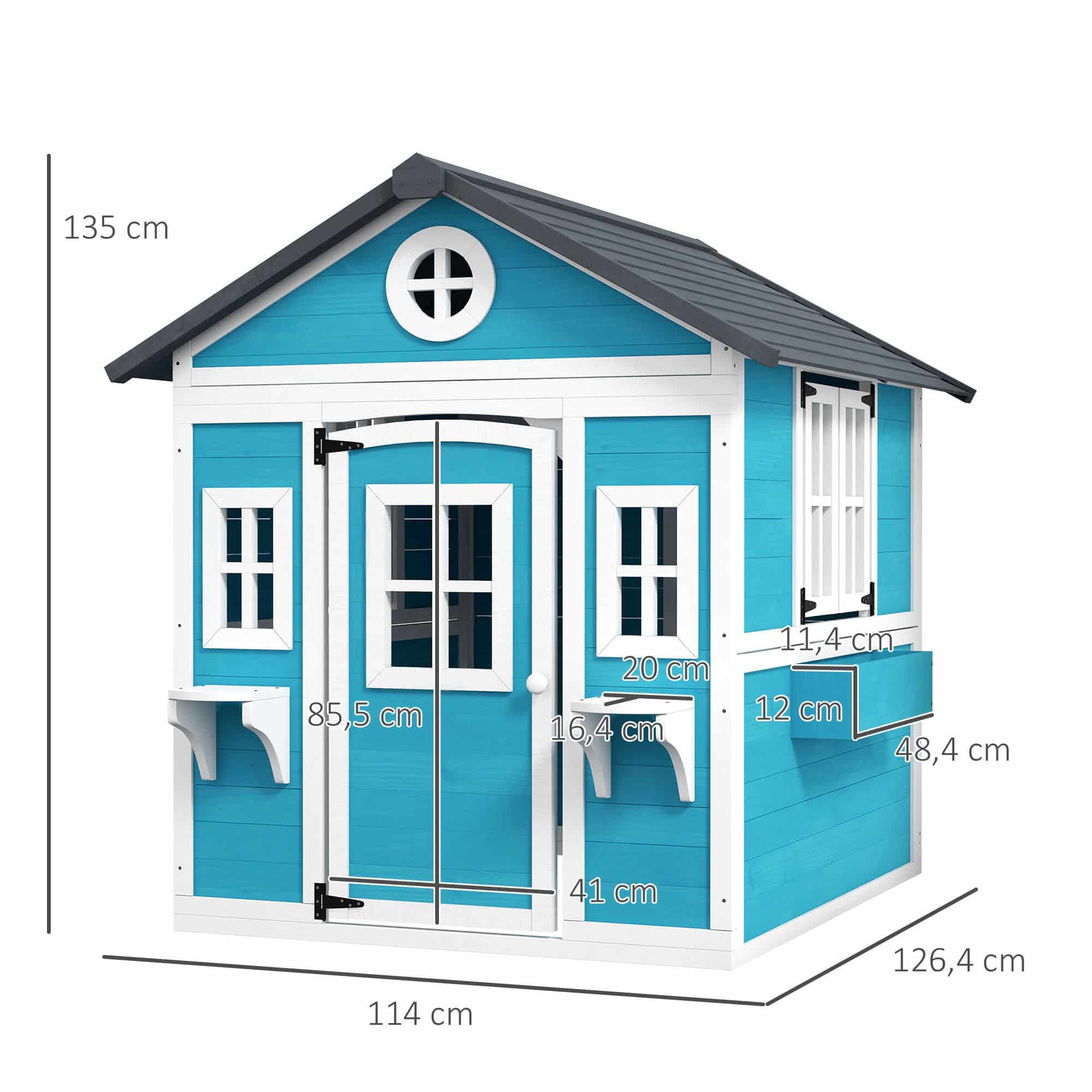 Kinderspeelhuis van hout - Speelhuis voor kinderen van 3-8 jaar - Blauw