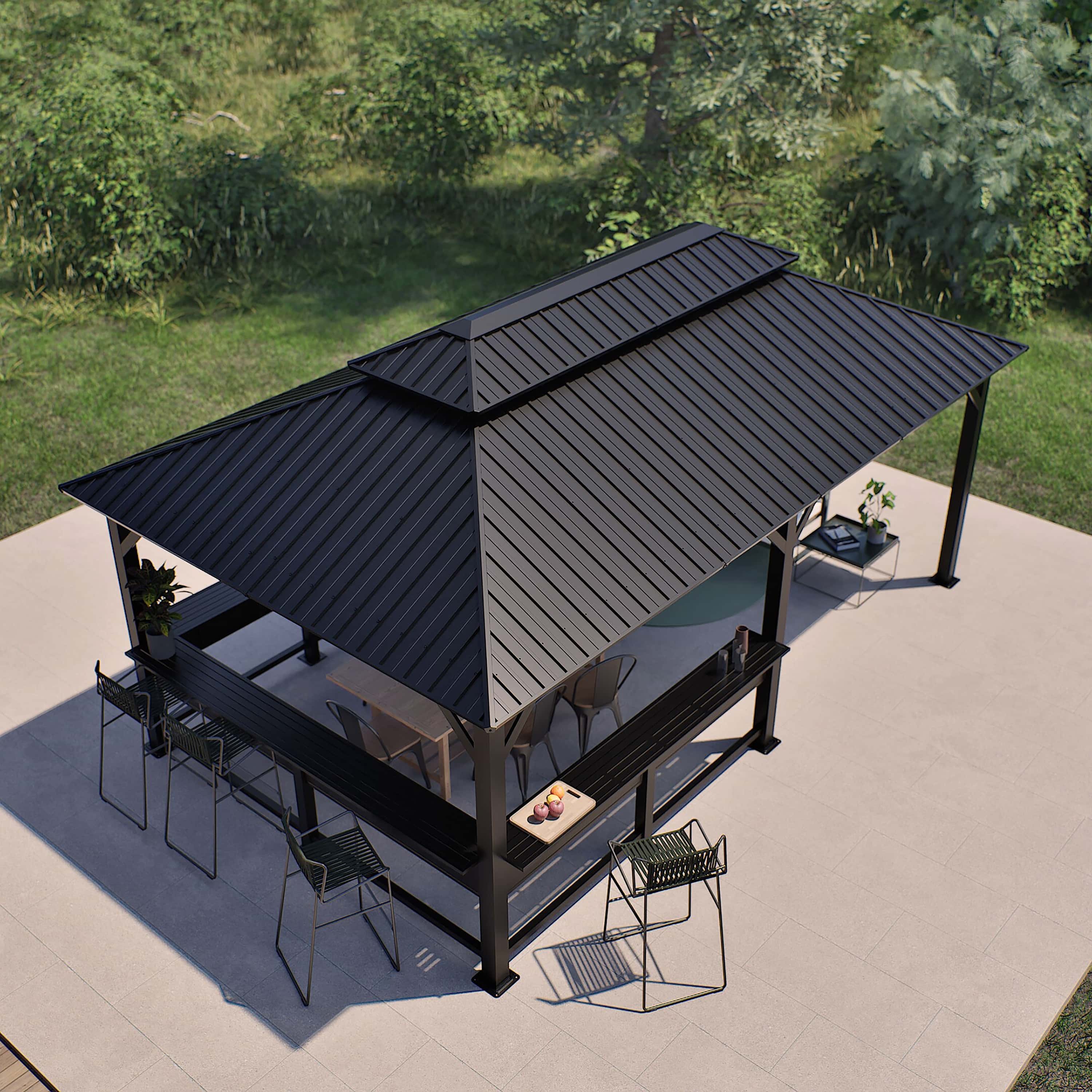 Sojag Bondi 1220 Metalen Paviljoen met Vast dak - 3,5 x 6 m - Zwart Sojag Bondi 1220 Metalen Paviljoen met Vast dak - 3,5 x 6 m - Zwart