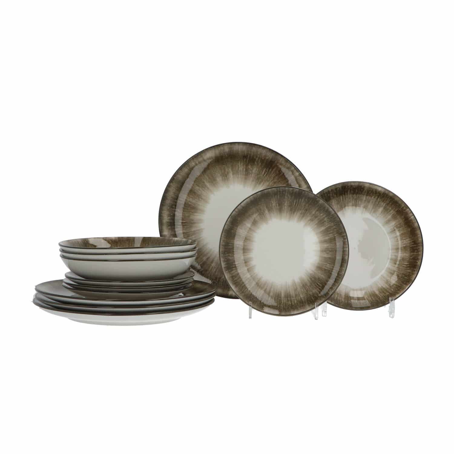 Luzzo® Sofi Serviesset 4 persoons 12-delig porselein - Bruin