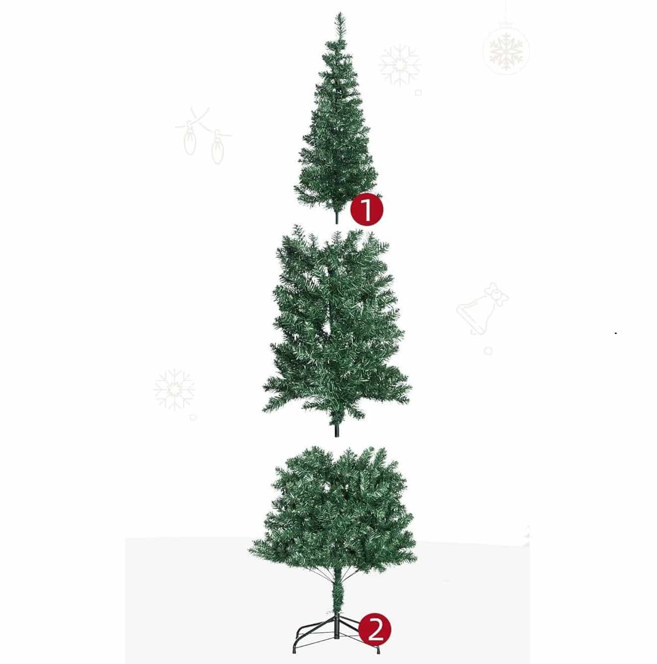 Homcom Kunstkerstboom Smal met metalen standaard - 210 cm - Ø81 cm