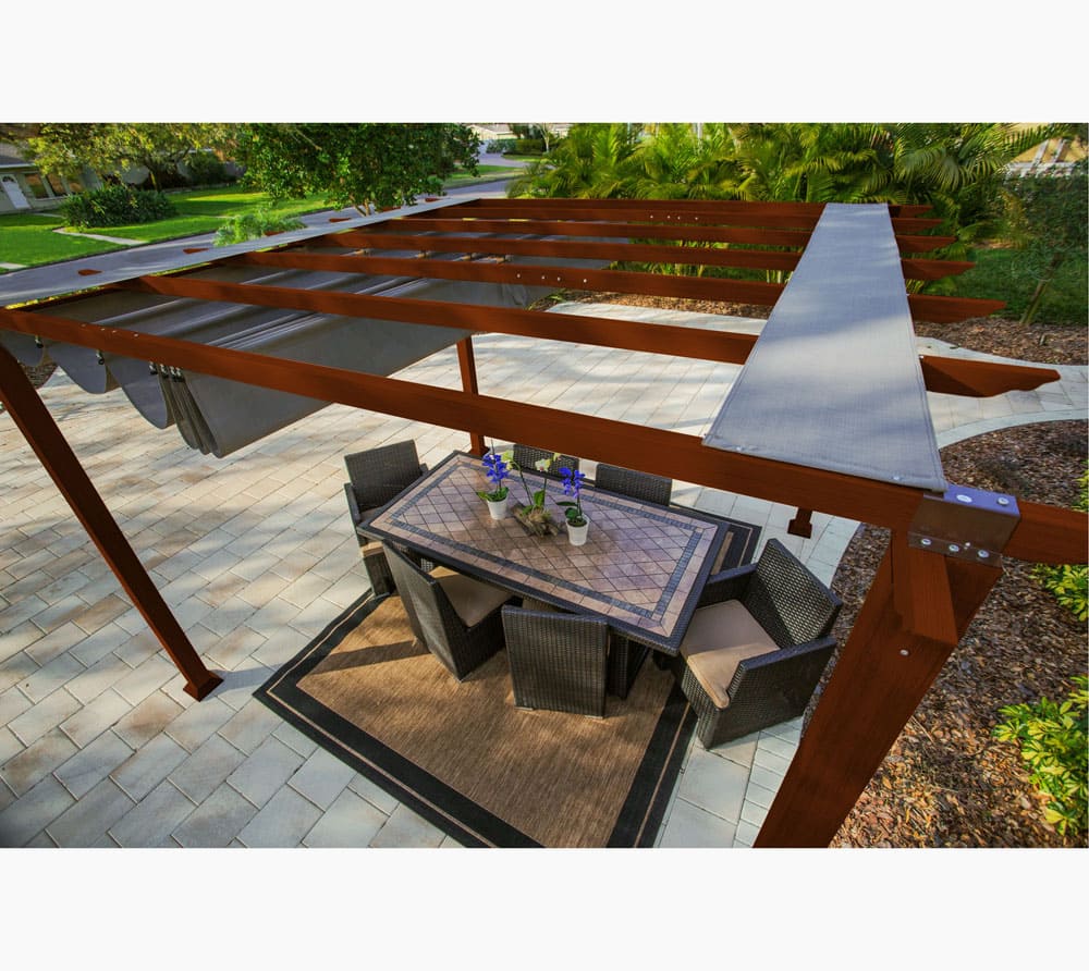 Paragon Outdoor Aluminium Pergola Florida 1111 - Houtlook - 350x350x235cm - donkerbruin
