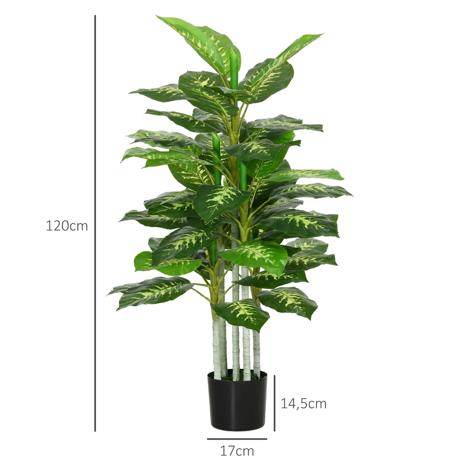 4goodz Kunstplant Dieffenbachia - Kunstplant met Pot -120 cm - Groen