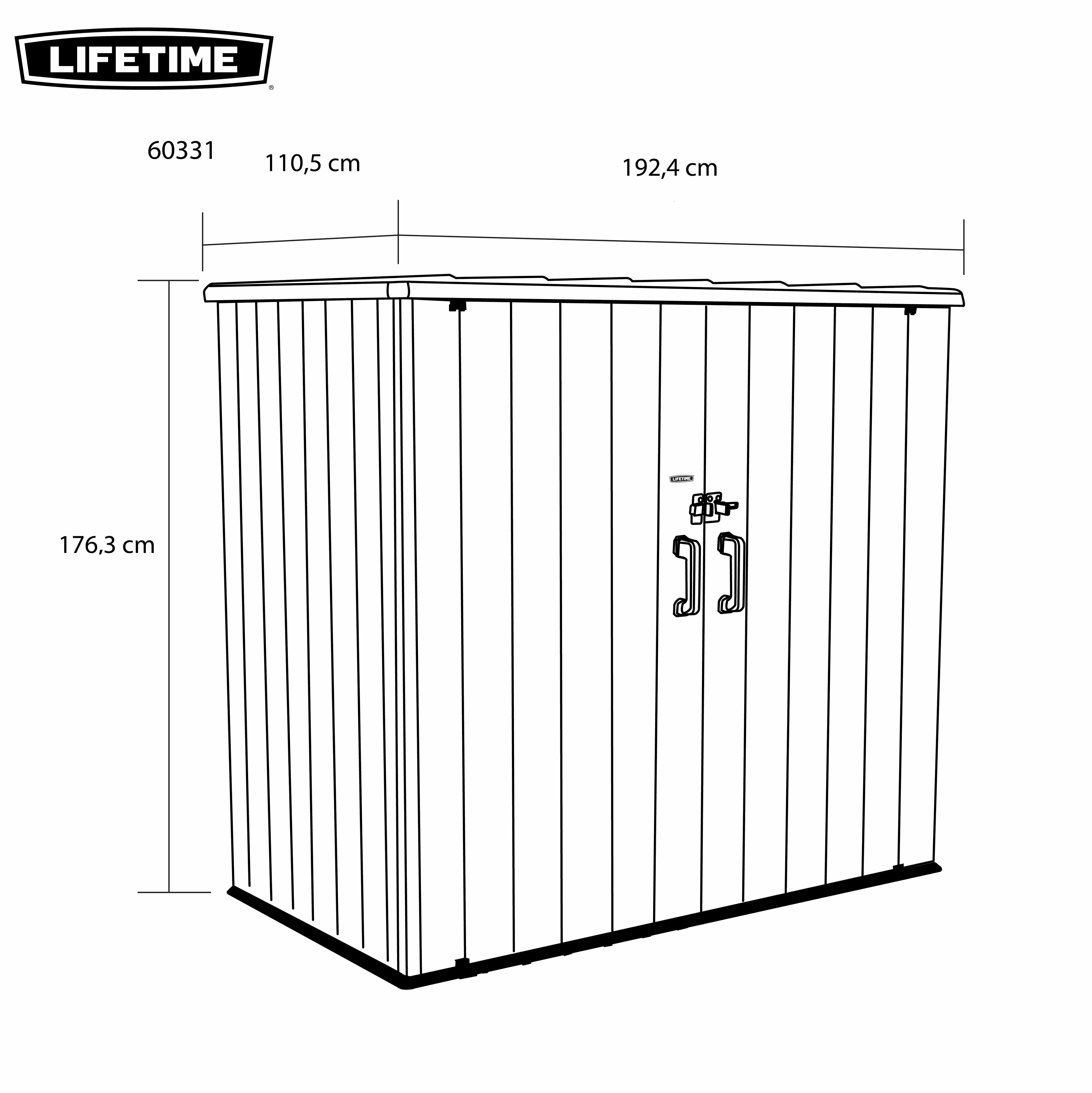 Lifetime LG60331 Kunststof Opbergkast tuin 111x192x176 cm - Grijs