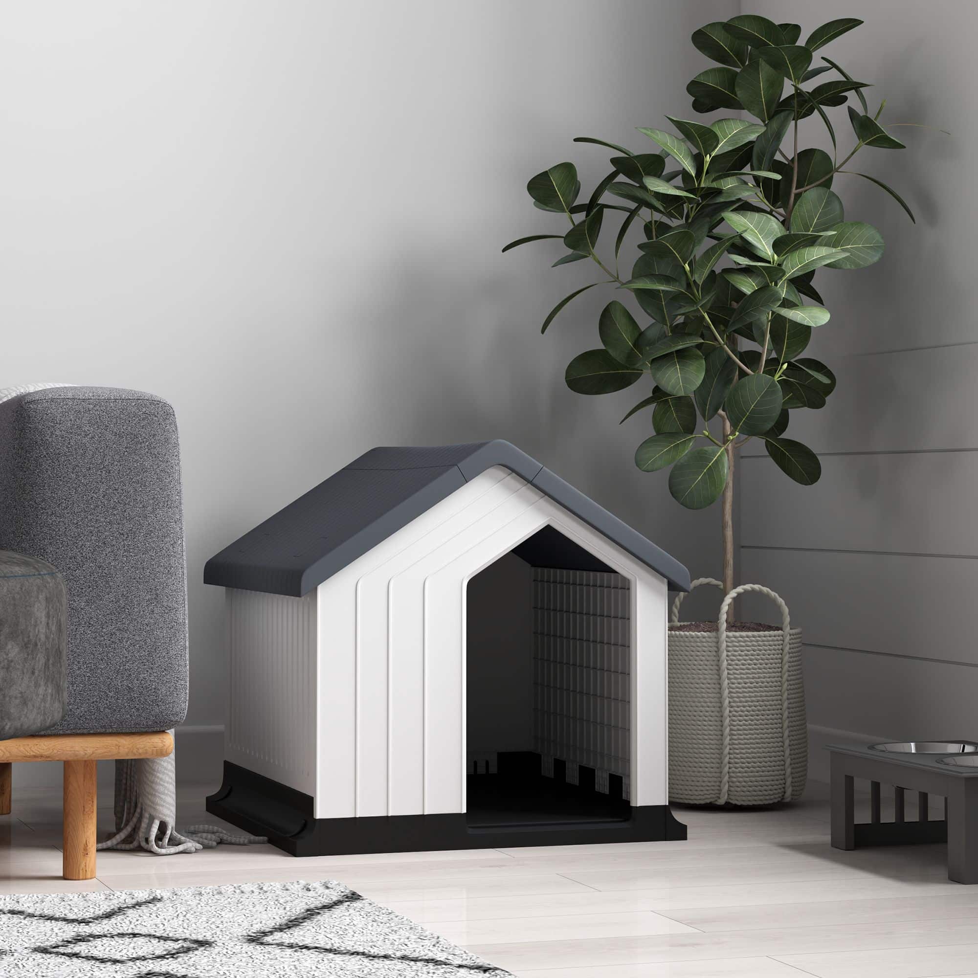 Hondenhok Weerbestendig - voor kleine Honden - Grijs/Wit