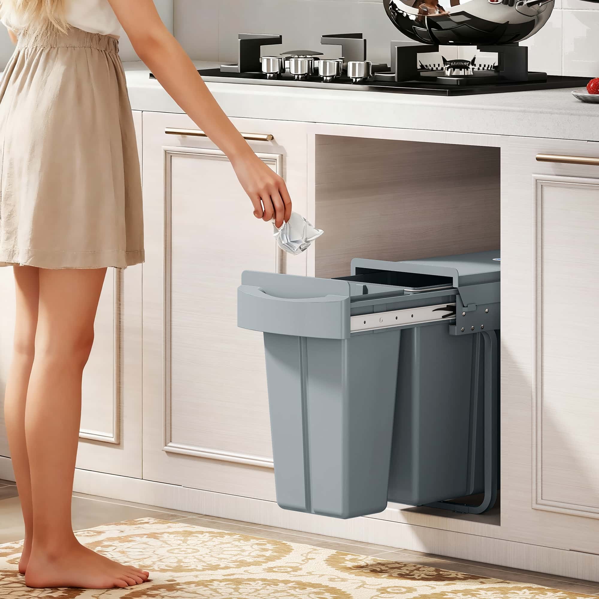 4goodz Inbouwprullenbak - 2 uitneembare emmers 30 liter (20 L+10 L)