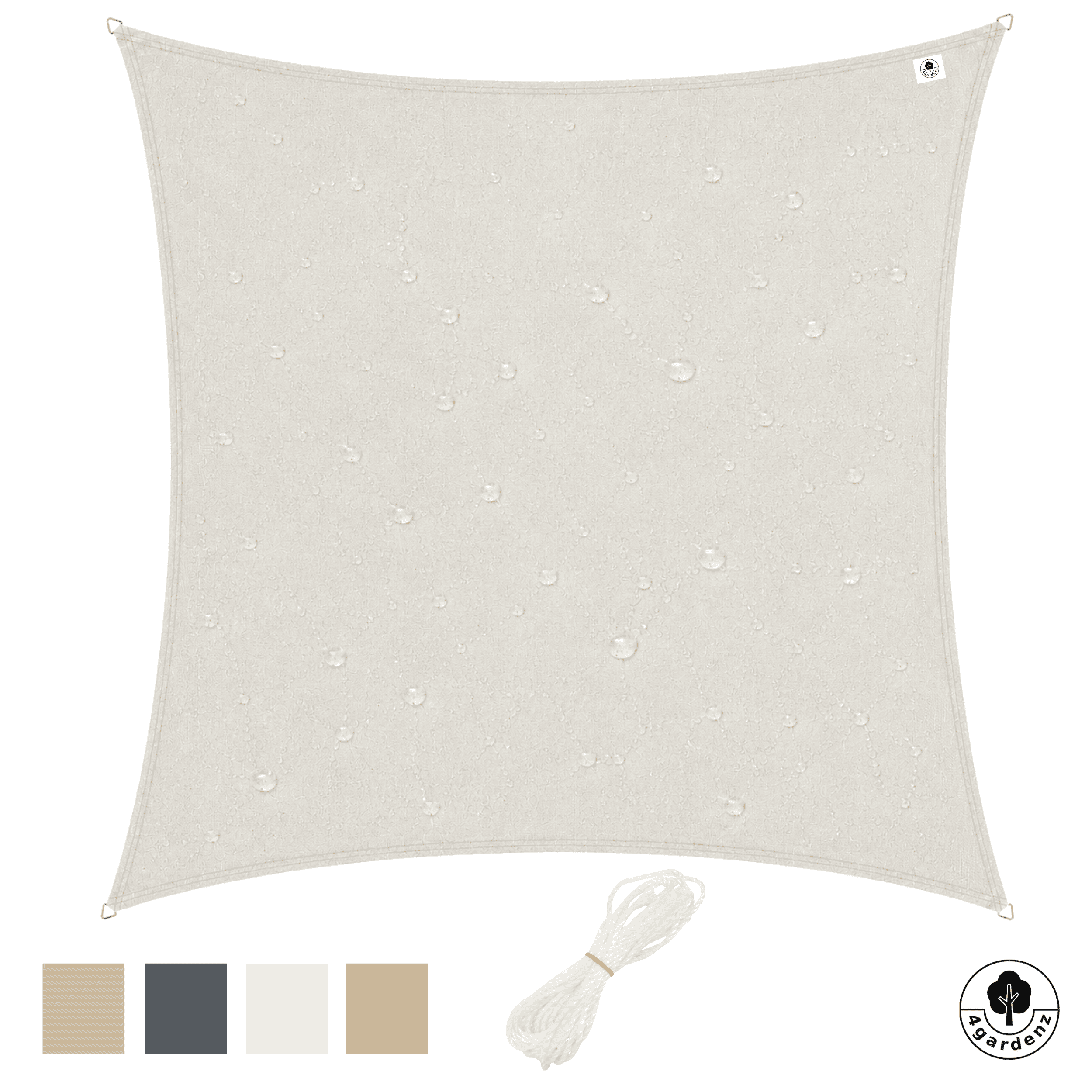 4gardenz Schaduwdoek Waterafstotend Vierkant 5x5 mtr - Crème