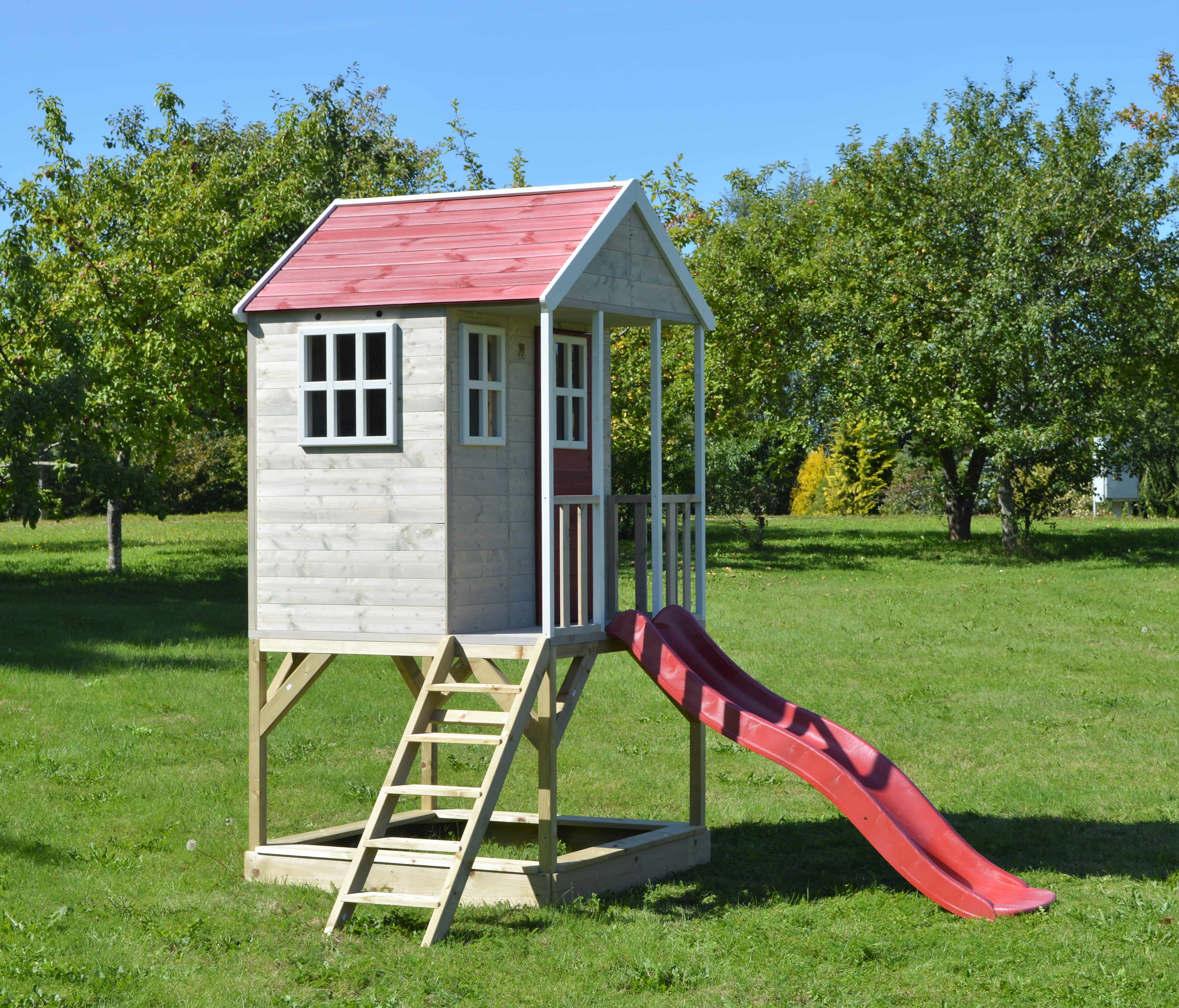 Wendi Toys WTM8 Houten Speelhuis met Glijbaan en Zandbak - 280x197x242 cm