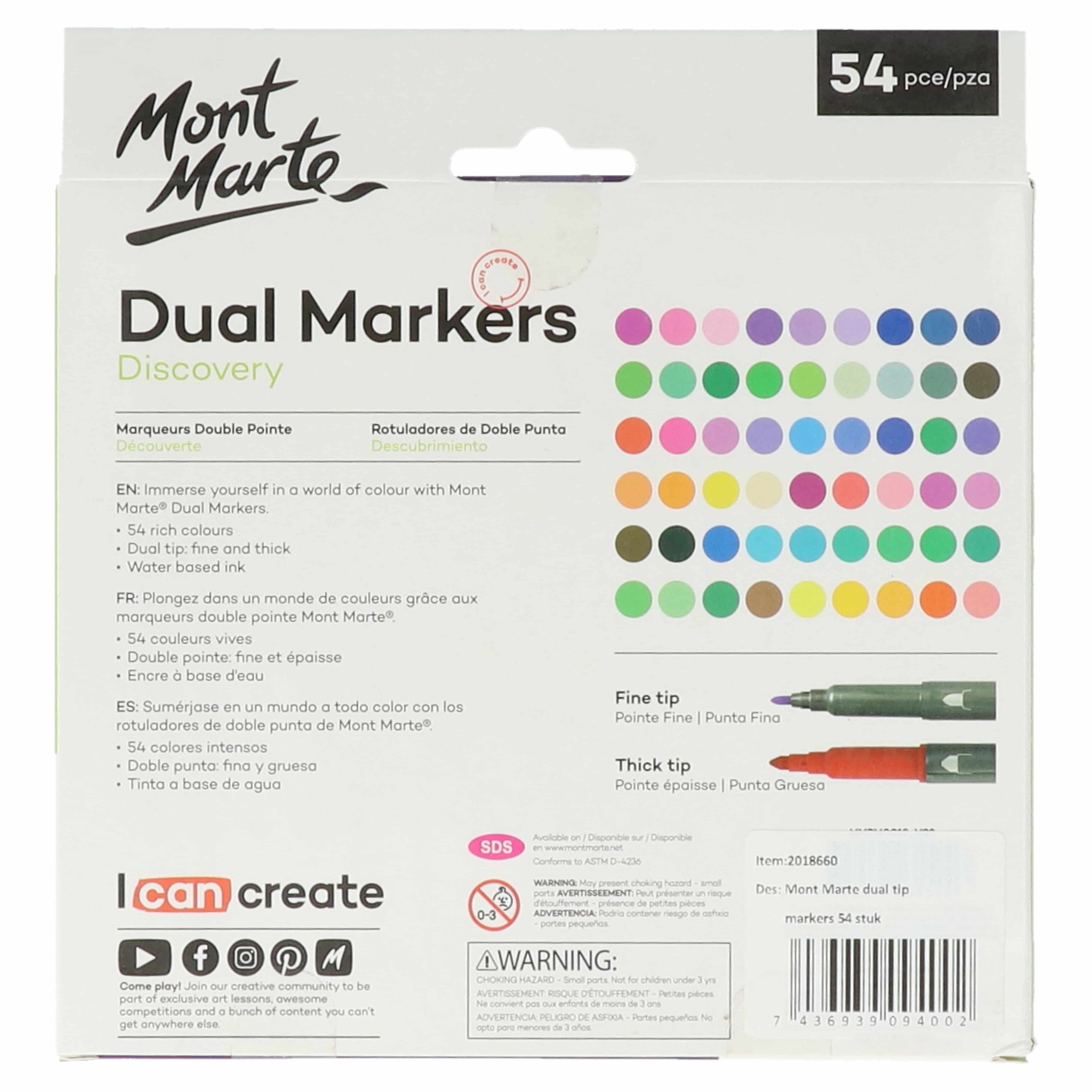 Mont Marte® set fijn-dik Duo Markers 54 stuks