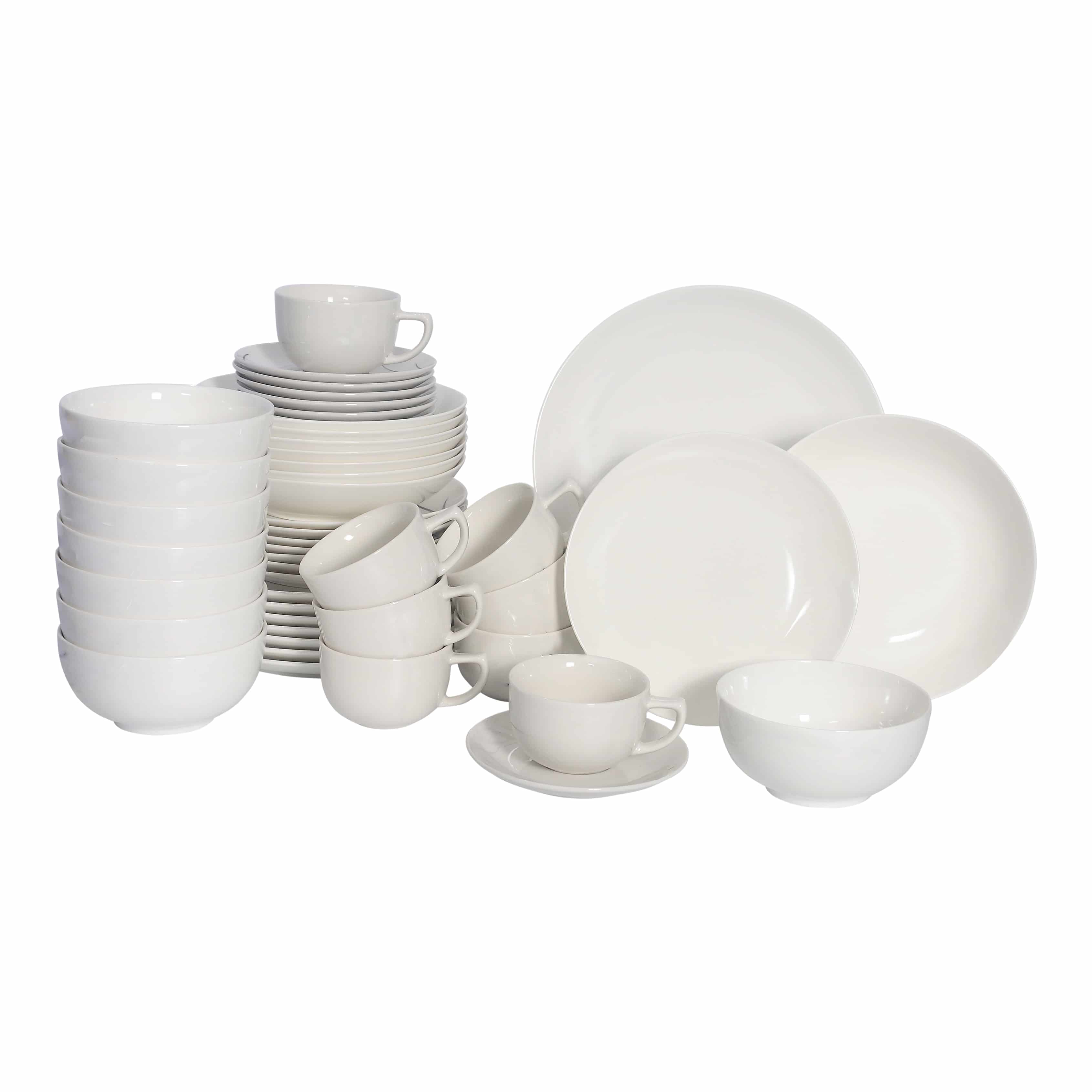 Luzzo® Cardiff Serviesset 8 persoons - 48 delig servies - Wit Porselein