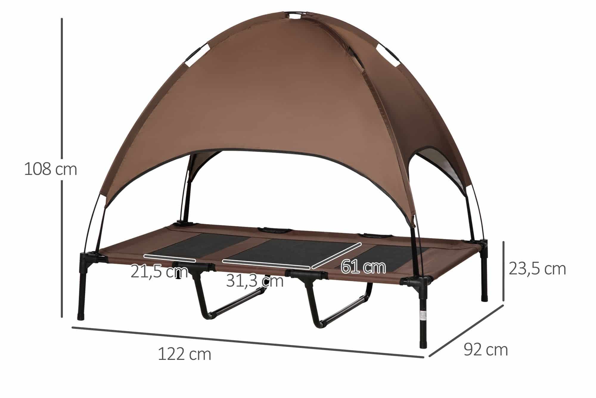 Hondenligbed met luifel - ademend - Large