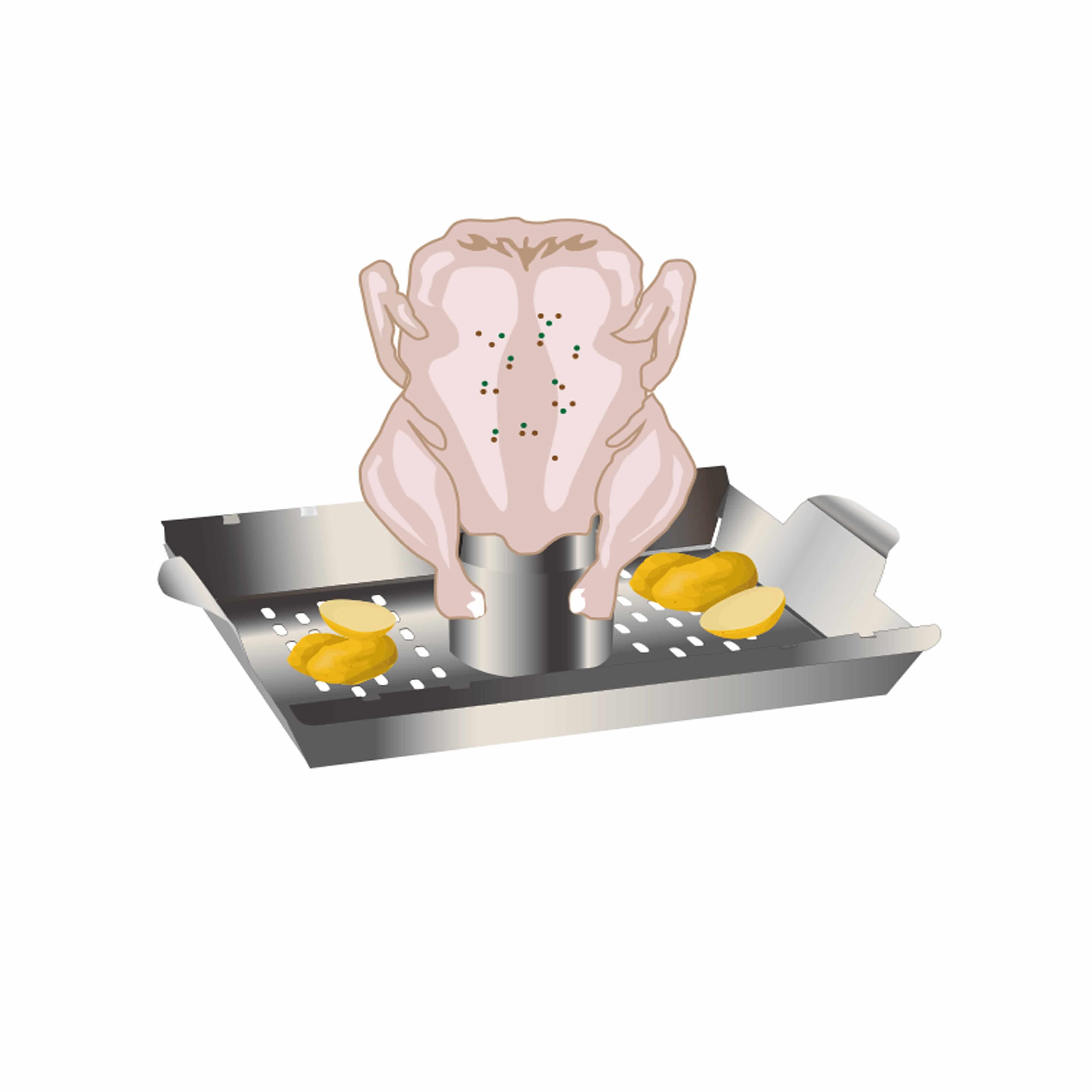 4cookz® 3-in-1 RVS BBQ groenterooster/Kiprooster - Chicken on Beercan