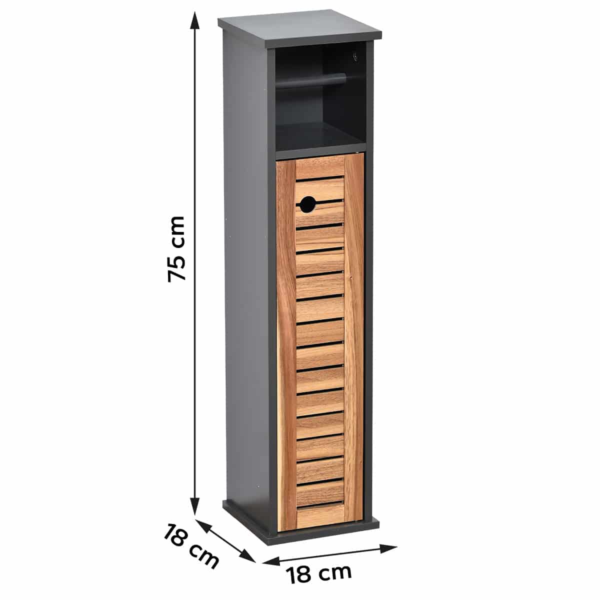 Toiletrolhouder met toiletroldispenser Acaciahout- 18x18x75 cm