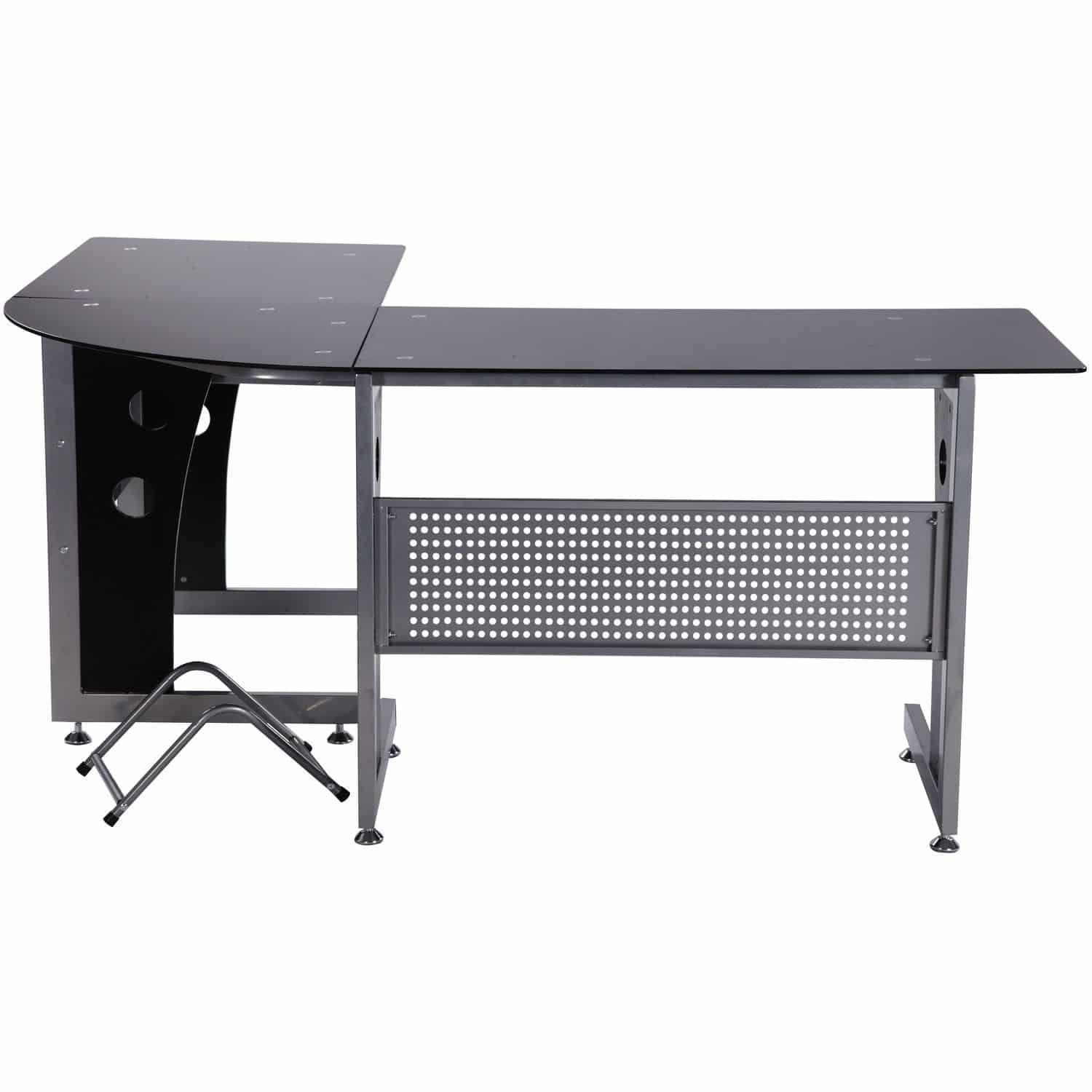 Hoekbureau - PC-tafel L-vormig met Veiligheidsglas - 164x139x75 cm