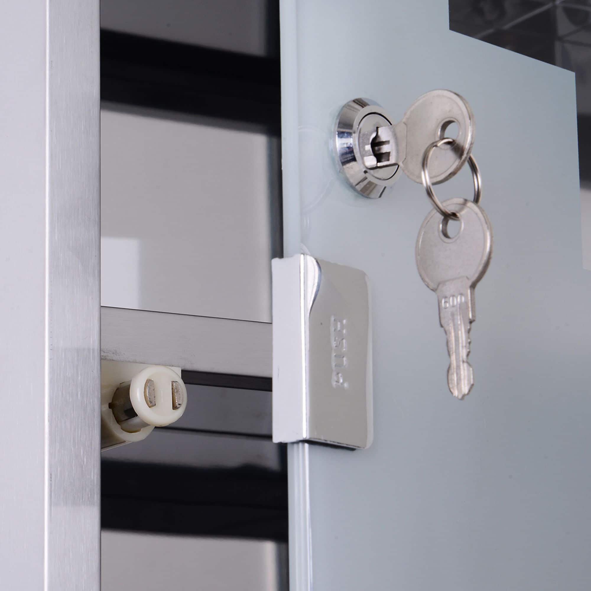 4goodz Medicijnkastje EHBO-kastje met slot RVS 12x25x48 cm