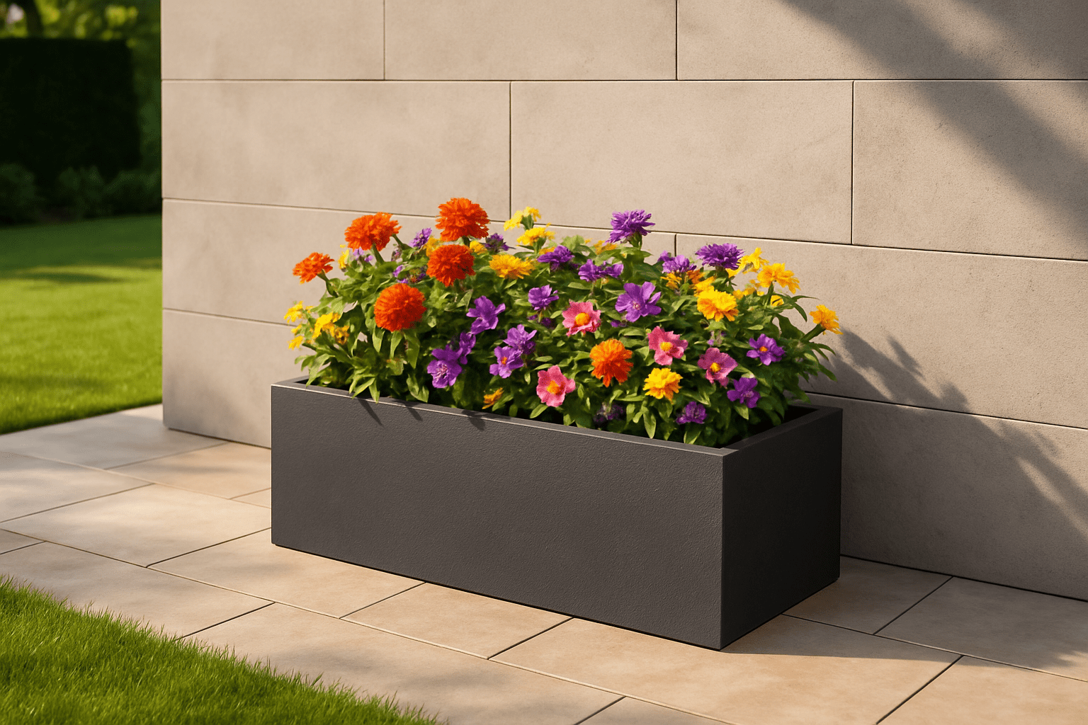 4gardenz® Stone rechthoekige Plantenbak 29x80x29 cm - Steengrijs