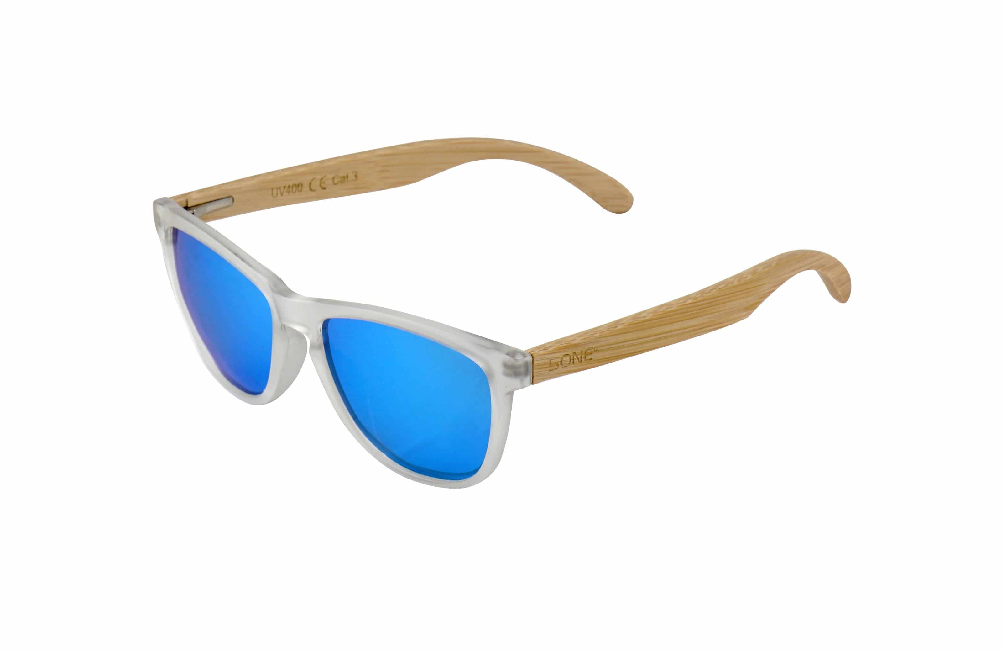 5one® Java Matt Clear Ice Blue - Bamboe Zonnebril