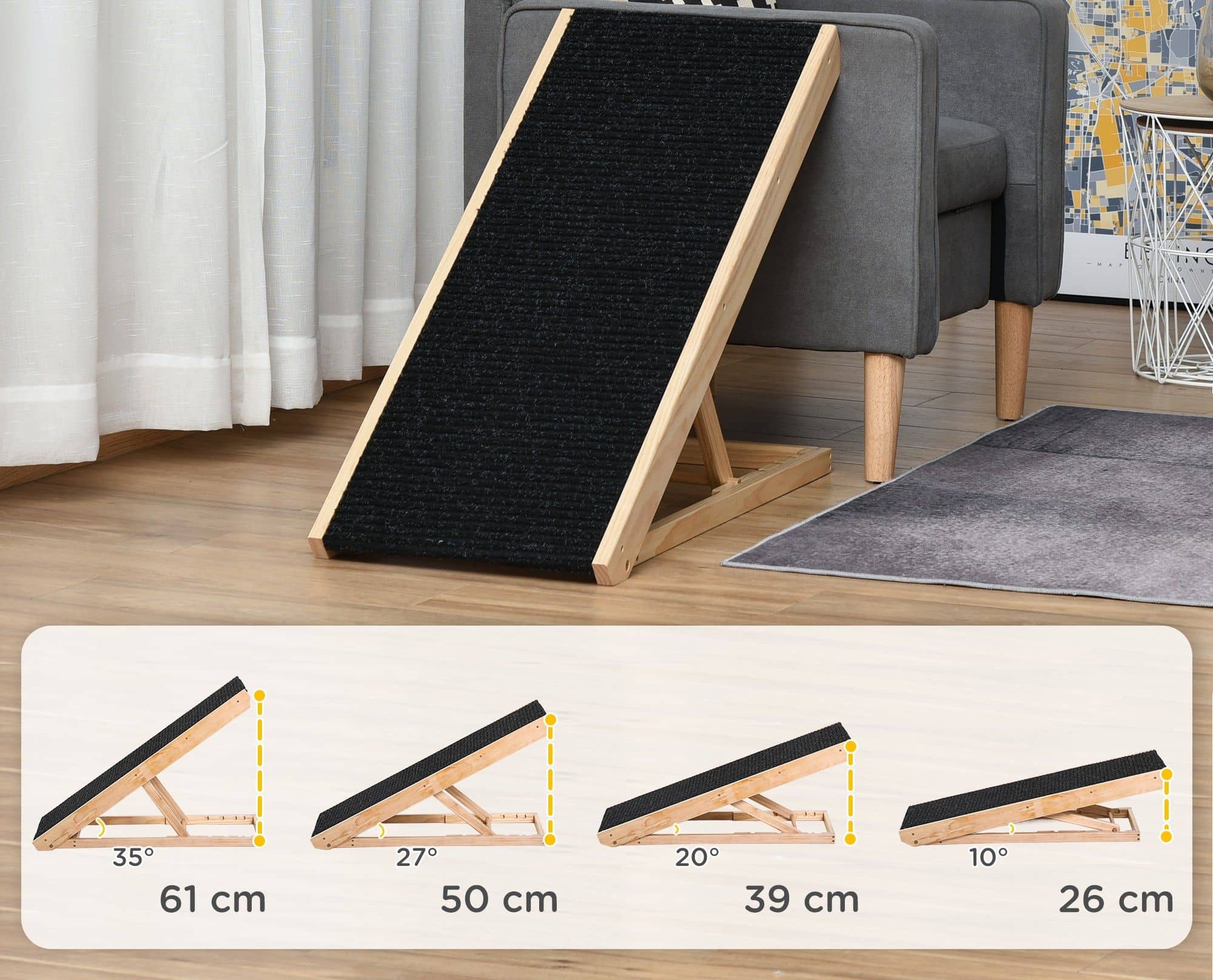 4goodz hondenhelling Loopplank voor honden met antislip - 90x40x61 cm - Zwart