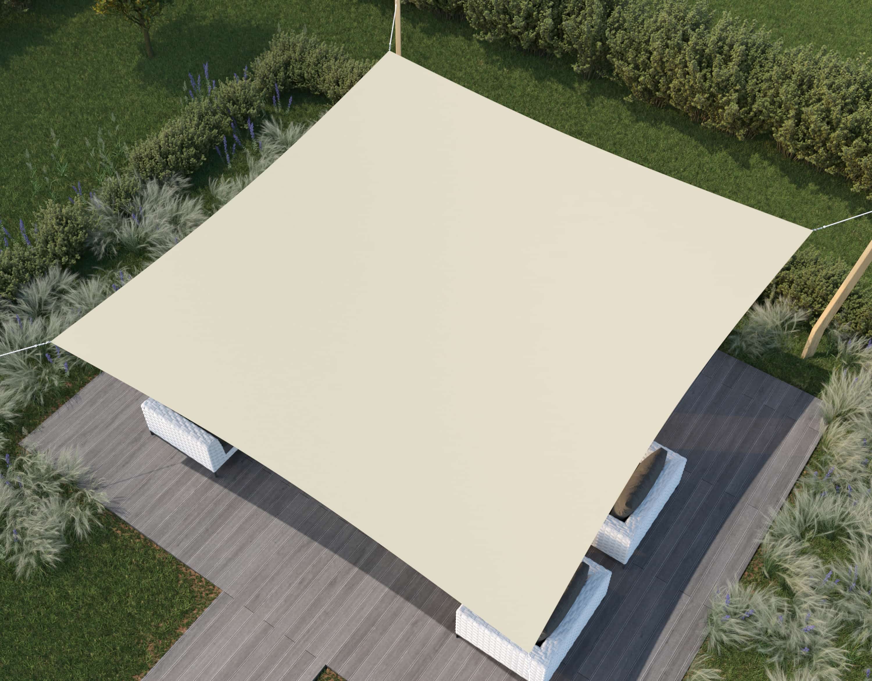 hanSe® Schaduwdoek Vierkant Waterdoorlatend 5x5m Zonnedoek Zand