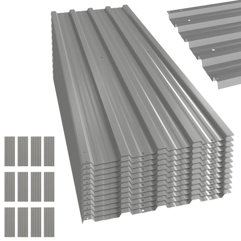 4goodz 12 stuks Damwand Dakplaten 7m² - 129x45cm Verzinkt - Lichtgrijs
