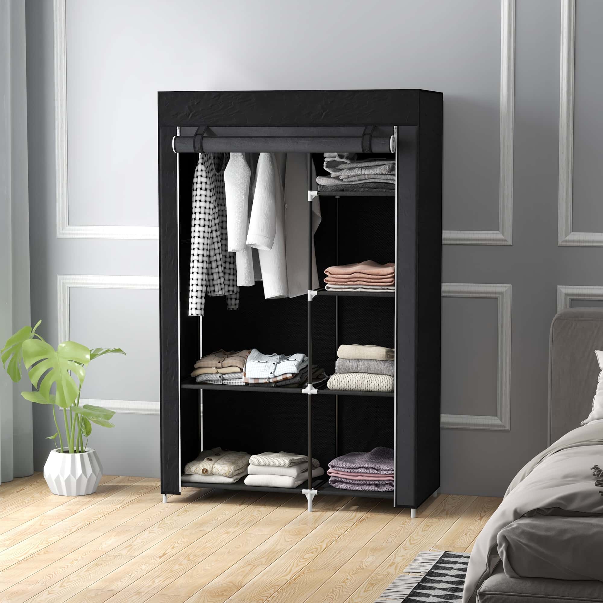 4goodz Stoffen Kledingkast - Opvouwbaar - 103x43x162,5 cm - Zwart