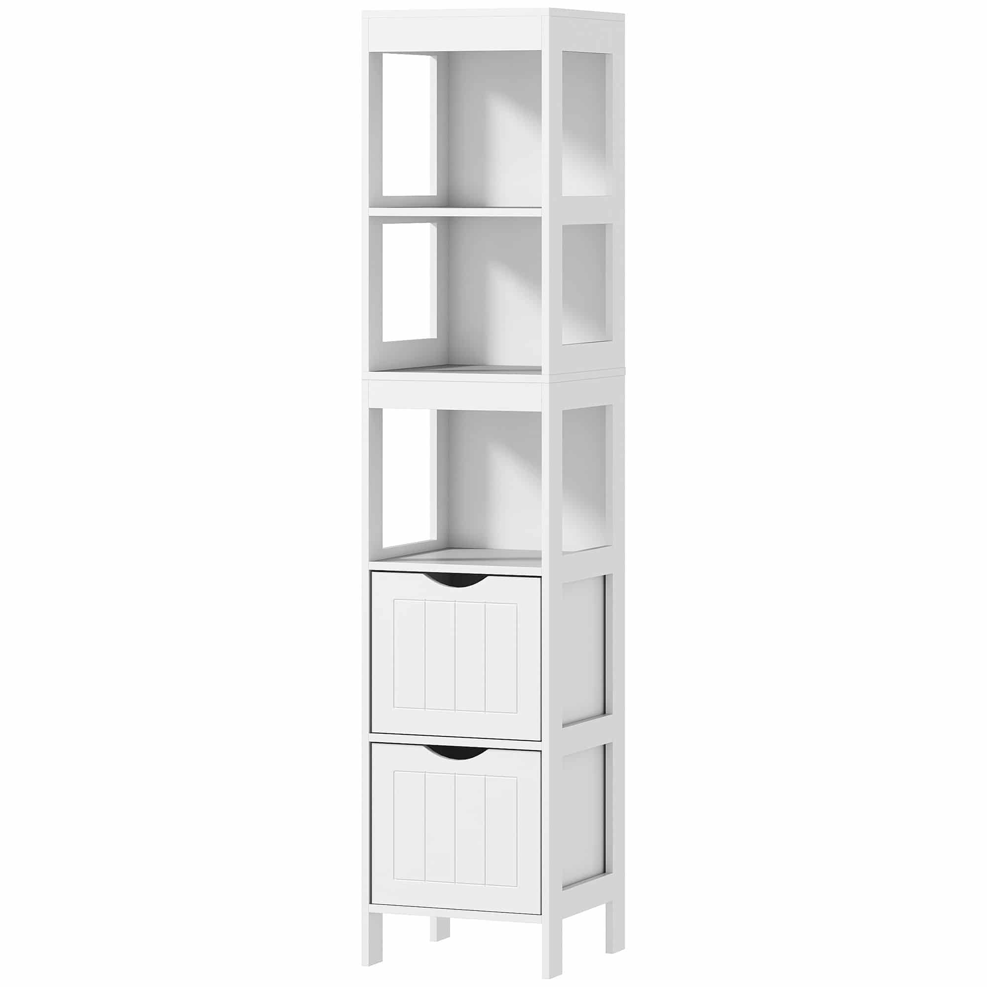 Badkamerkast - Kolomkast 2 lades en 3 planken 30x30x141 cm - Wit