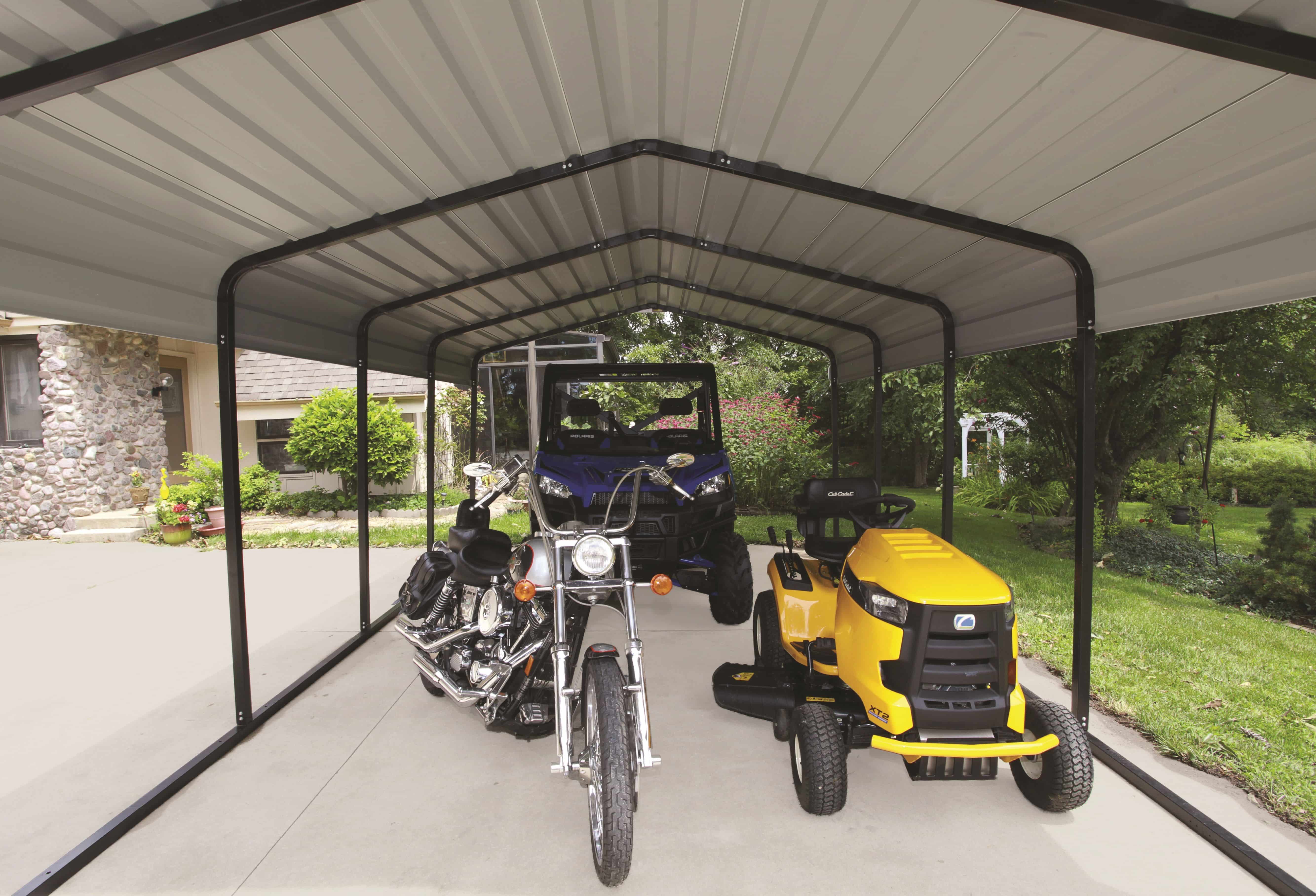 ShelterLogic Carport Napels - Overkapping Metaal - 600x370x260 cm - wit/zwart