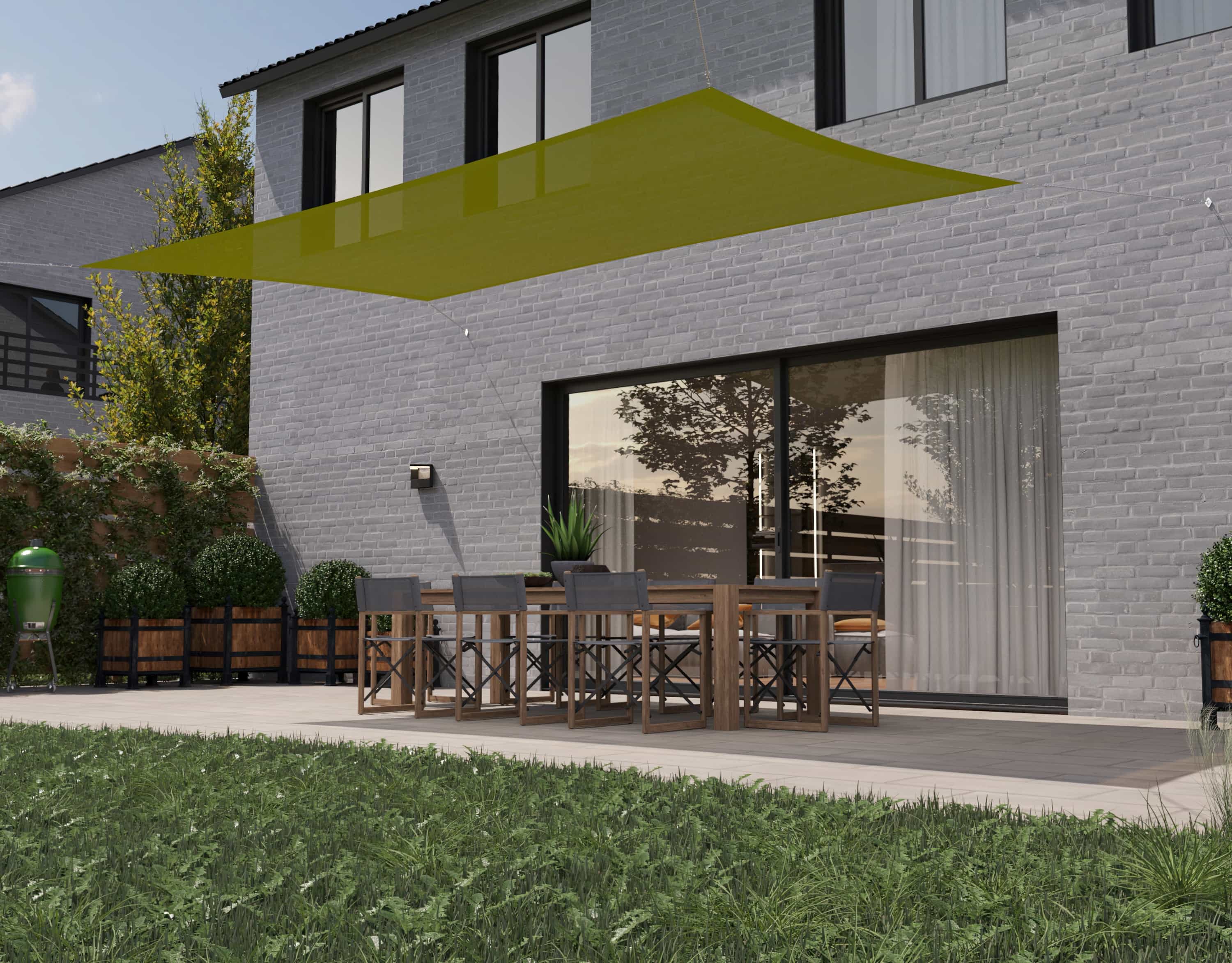 hanSe® Schaduwdoek Rechthoek Waterdoorlatend 3x5 m Zonnedoek Lime