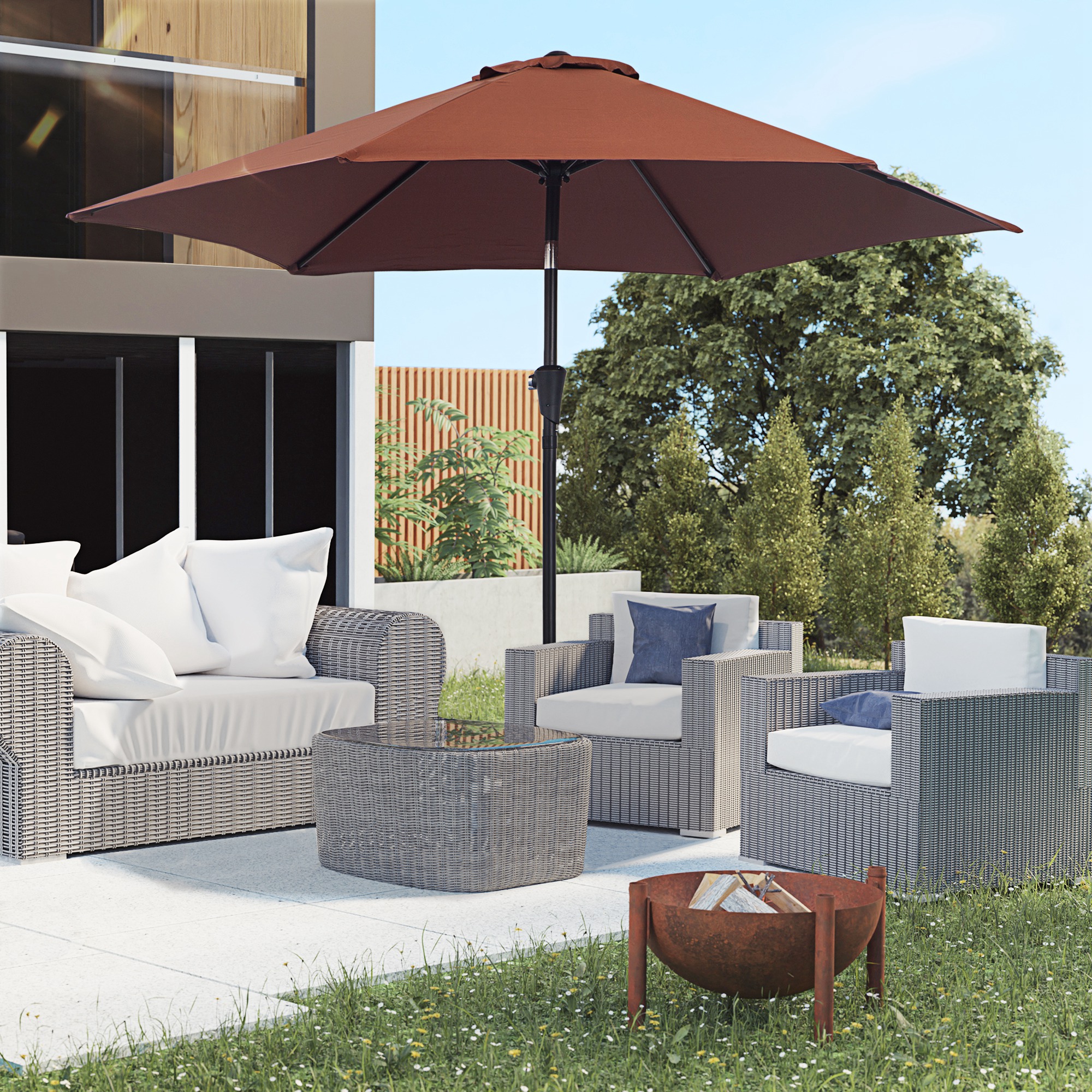 4goodz Knikparasol 260 cm met Draaihendel - Aluminium - Bruin