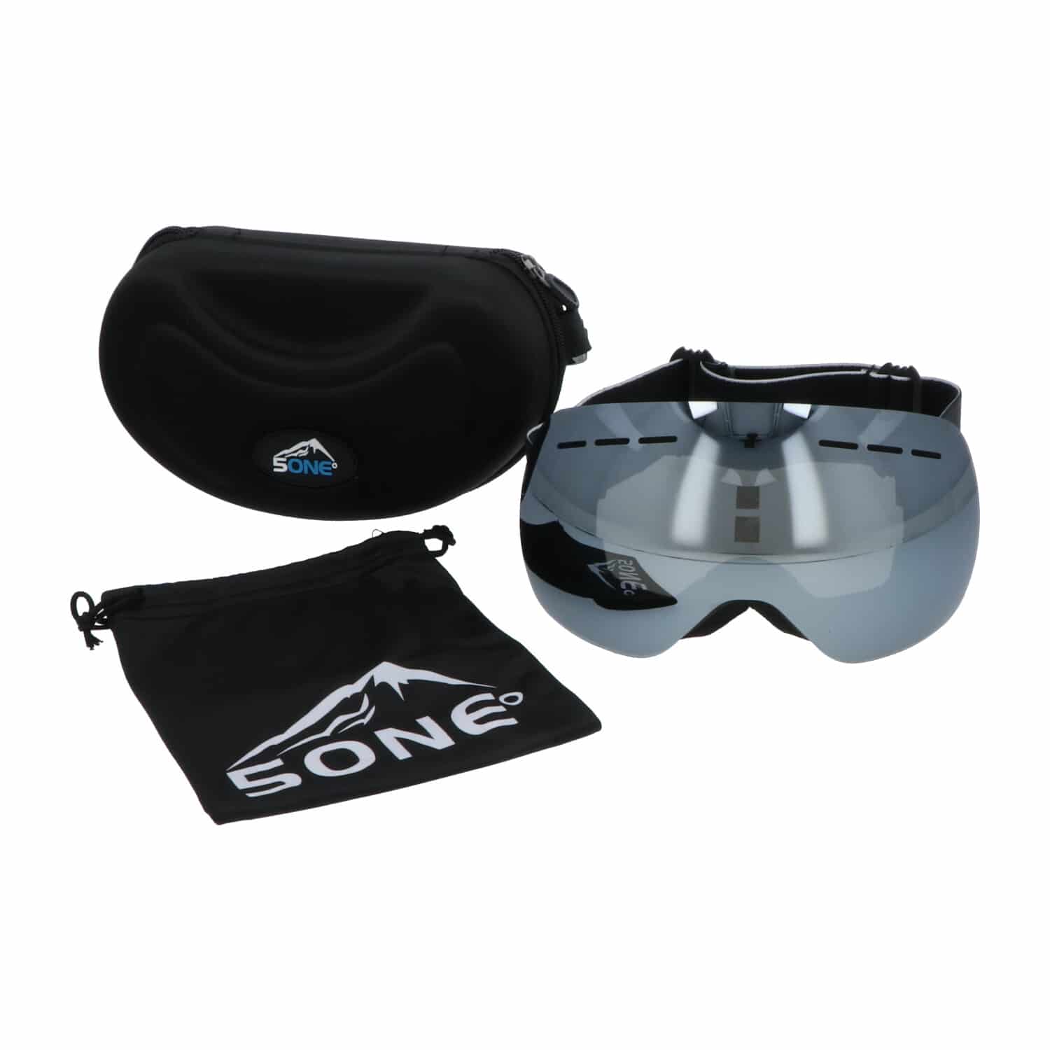 5one® Alpine 1 Silver anticondens skibril met bewaarcase - UV 400