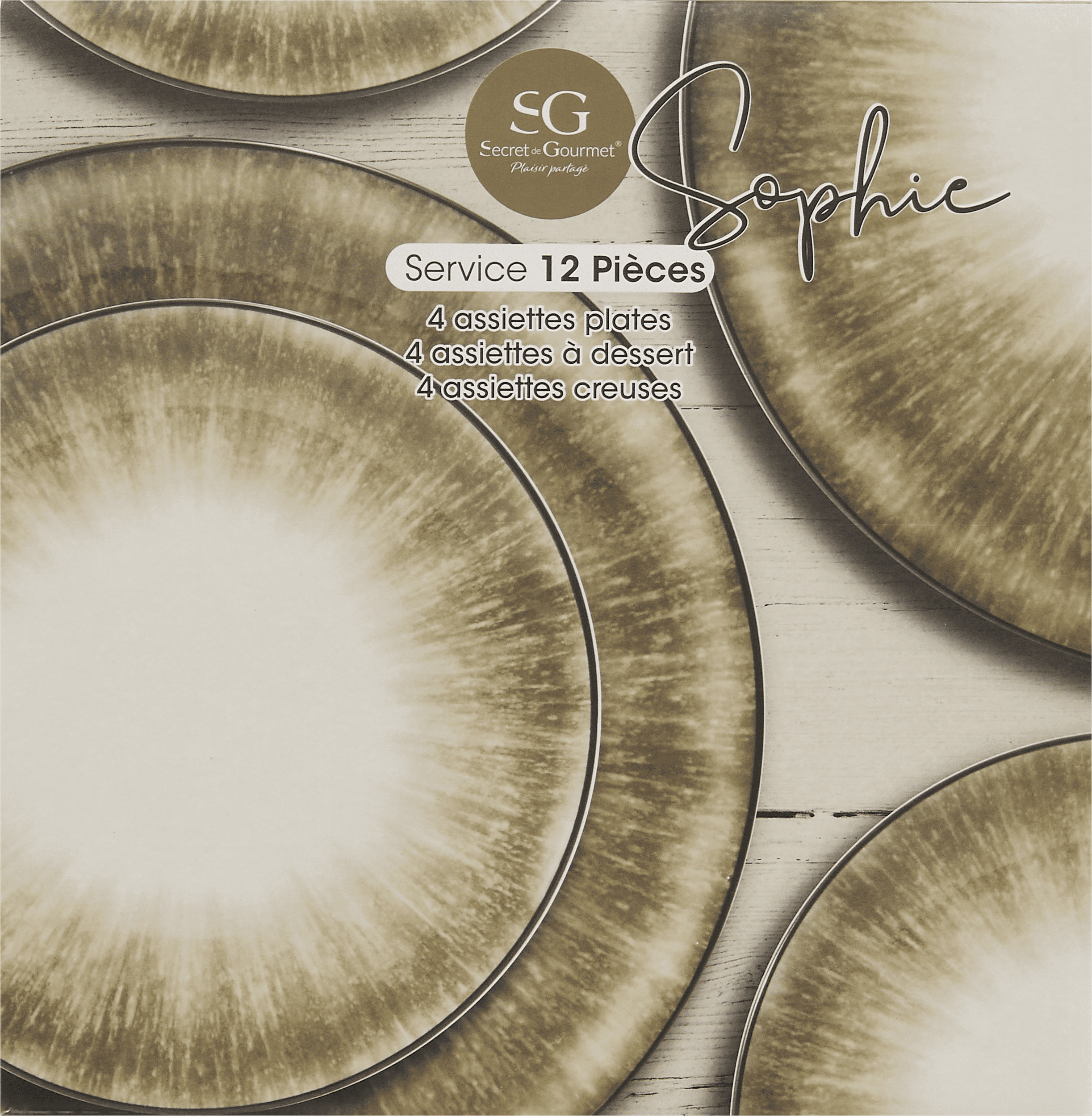 Luzzo® Sofi Serviesset 4 persoons 12-delig porselein - Bruin