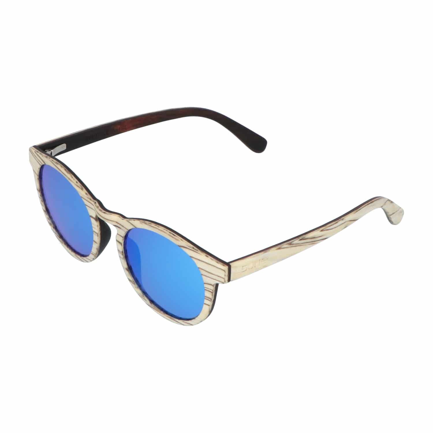 5one® Elba White striped - Wit gestreept houten zonnebril - Blauw
