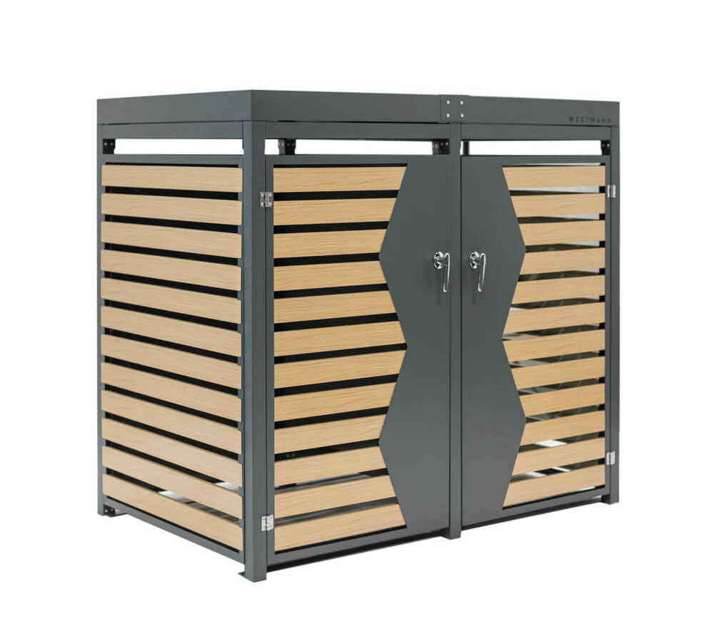Westmann Containerombouw 2x240 ltr - ombouw met Afneembare bloembak - Houtlook Westmann Containerombouw 2x240 ltr - ombouw met Afneembare bloembak - Houtlook