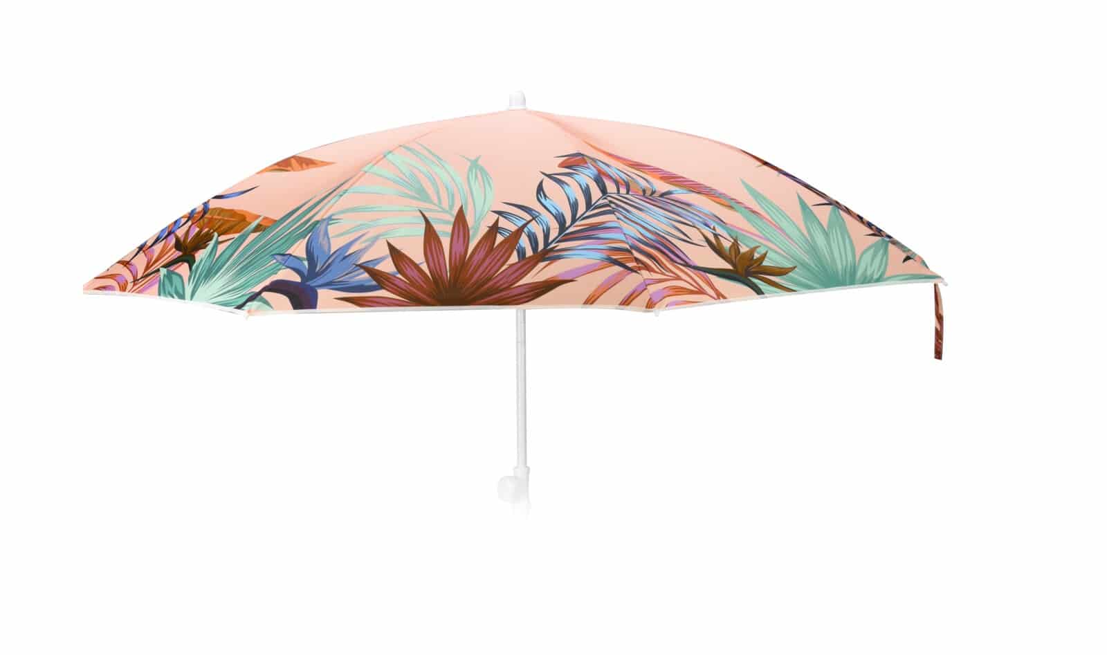Roze Parasol met Bladeren 180 cm met Bijbehorende Parasolvoet