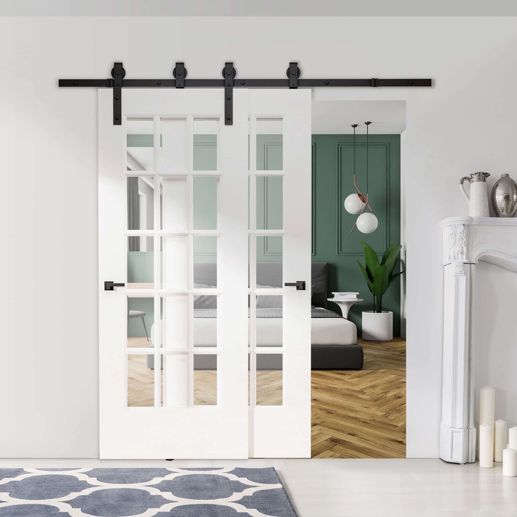 4goodz Loftdeur Schuifdeurrails 200 cm met Soepele Rollen Koolstofstaal - Zwart 4goodz Loftdeur Schuifdeurrails 200 cm met Soepele Rollen Koolstofstaal - Zwart