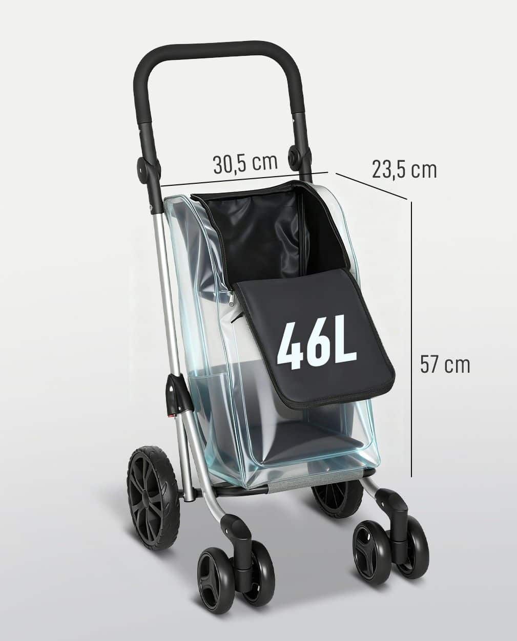 4goodz Boodschappentrolley met Koelvak - 46 liter - Grijs